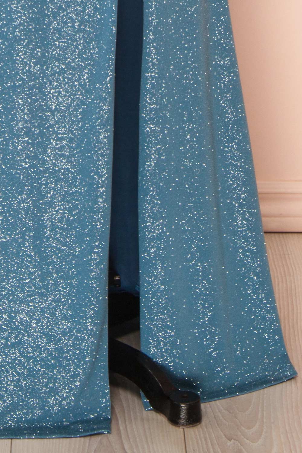 Samira Blue Grey Sparkly Mermaid Maxi Dress w/ Slit | Boutique 1861 bottom