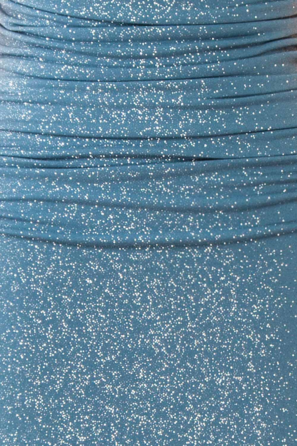 Samira Blue Grey Sparkly Mermaid Maxi Dress w/ Slit | Boutique 1861 fabric