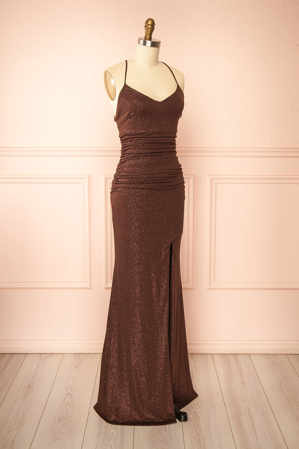Samira Brown Sparkly Mermaid Maxi Dress with Slit | Boutique 1861 side view