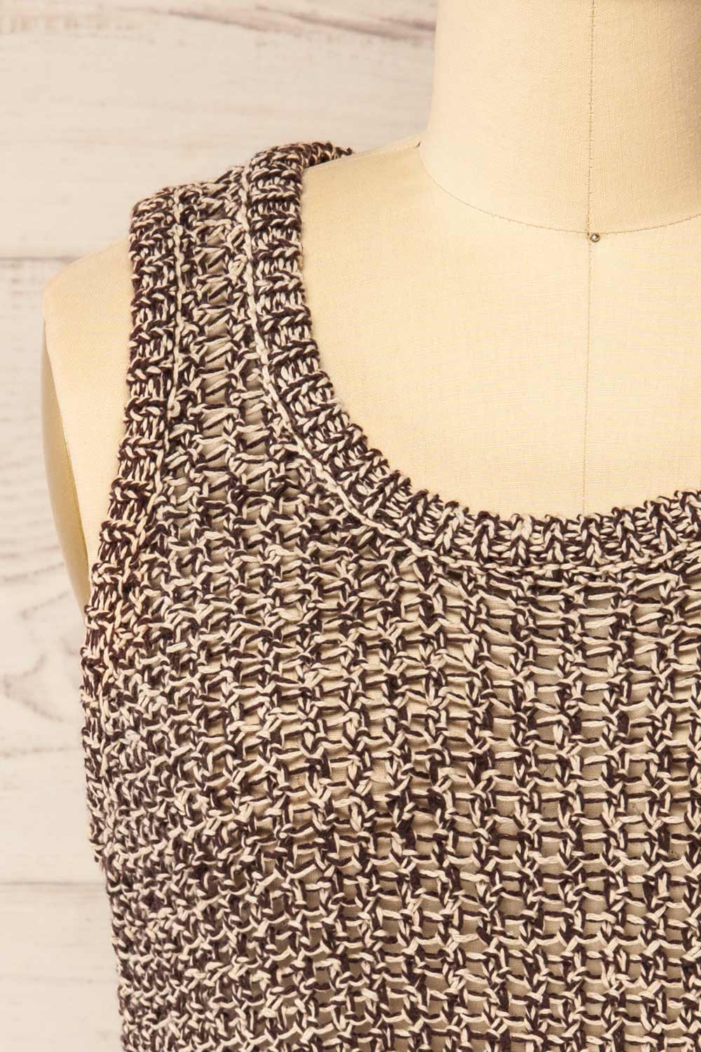 Sancola Brown Crochet Tank Top | La petite garçonne front