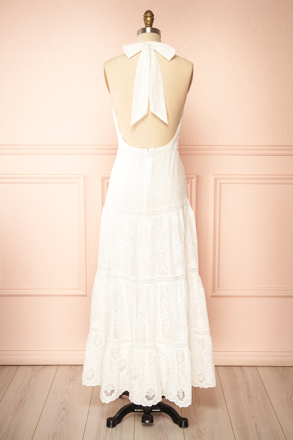 Sandos Ivory Halter Maxi Dress with Lace | Boutique 1861 back view