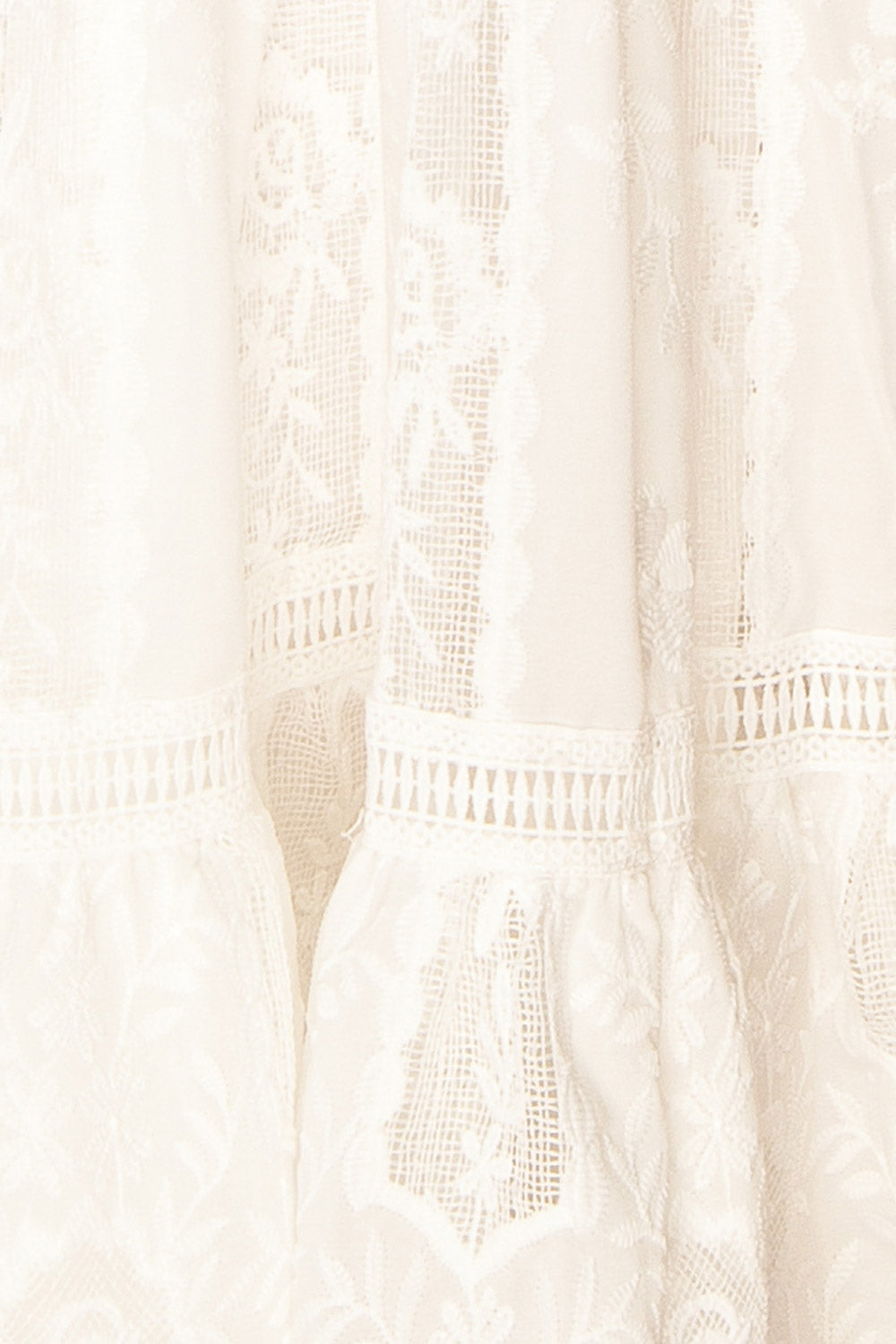 Sandos Ivory Halter Maxi Dress with Lace | Boutique 1861 fabric