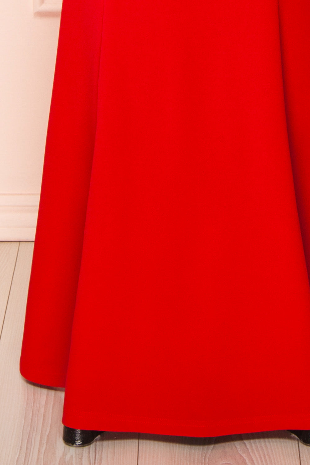 Sandra Red Halter Mermaid Maxi Dress w/ Open Back | Boutique 1861 bottom