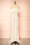 Sangaya Off-Shoulder Cream Lace Maxi Dress | Boudoir 1861 front view