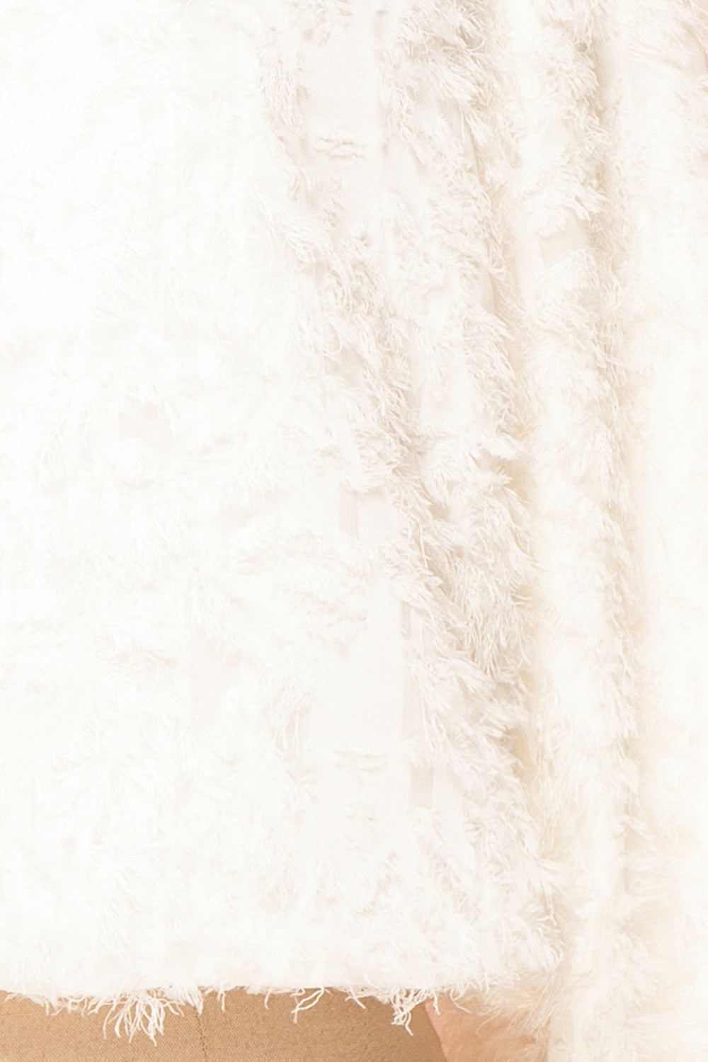 Saphina White Crop Top w/ Feathery Texture | Boutique 1861 fabric