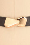 Saraid Black Elastic Belt w/ Gold Hook Buckle | Boutique 1861 close-up