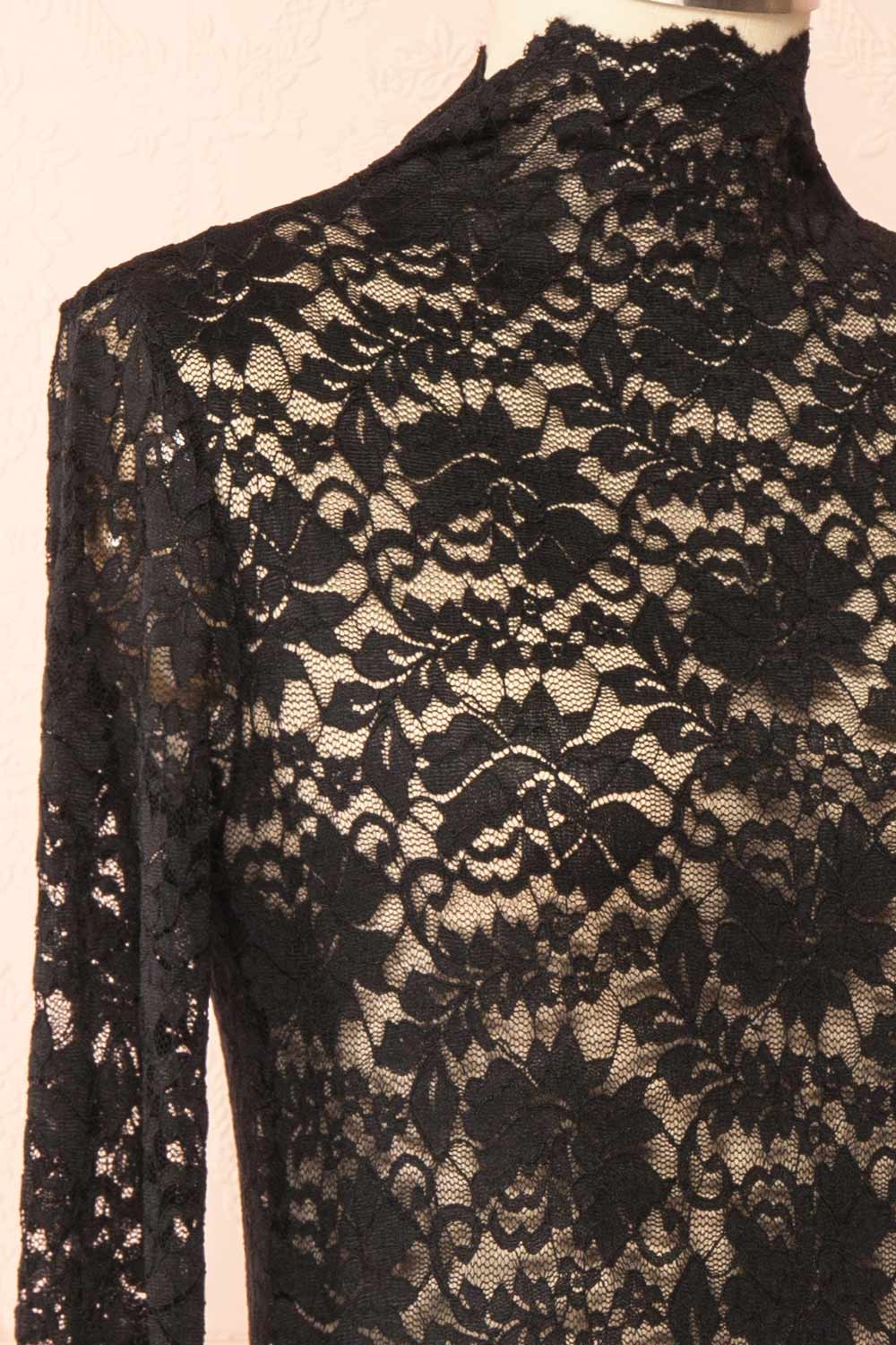 Sarida Black Sheer Fitted Lace Top | Boutique 1861 side