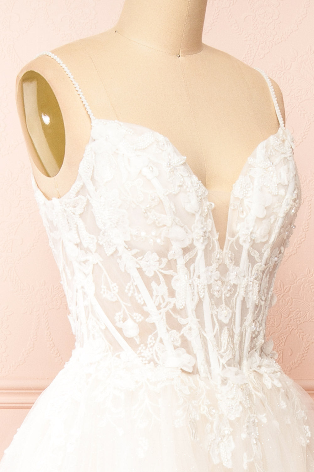 Sarienne Sparkly A-Line Bridal Tulle Dress | Boudoir 1861 side close-up