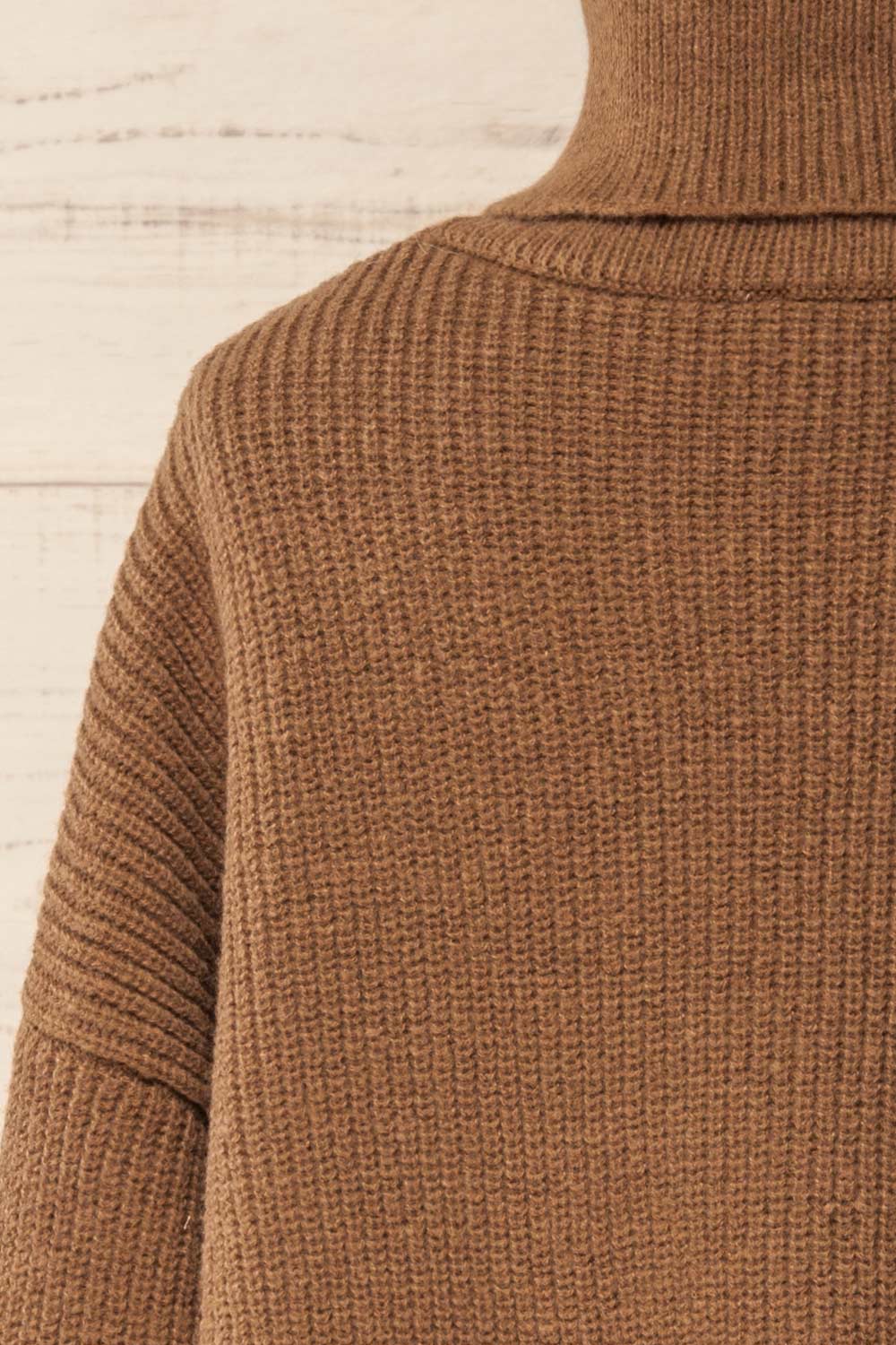 Sauzon Caramel Oversized Turtleneck Sweater with Fringes | La petite garçonne back