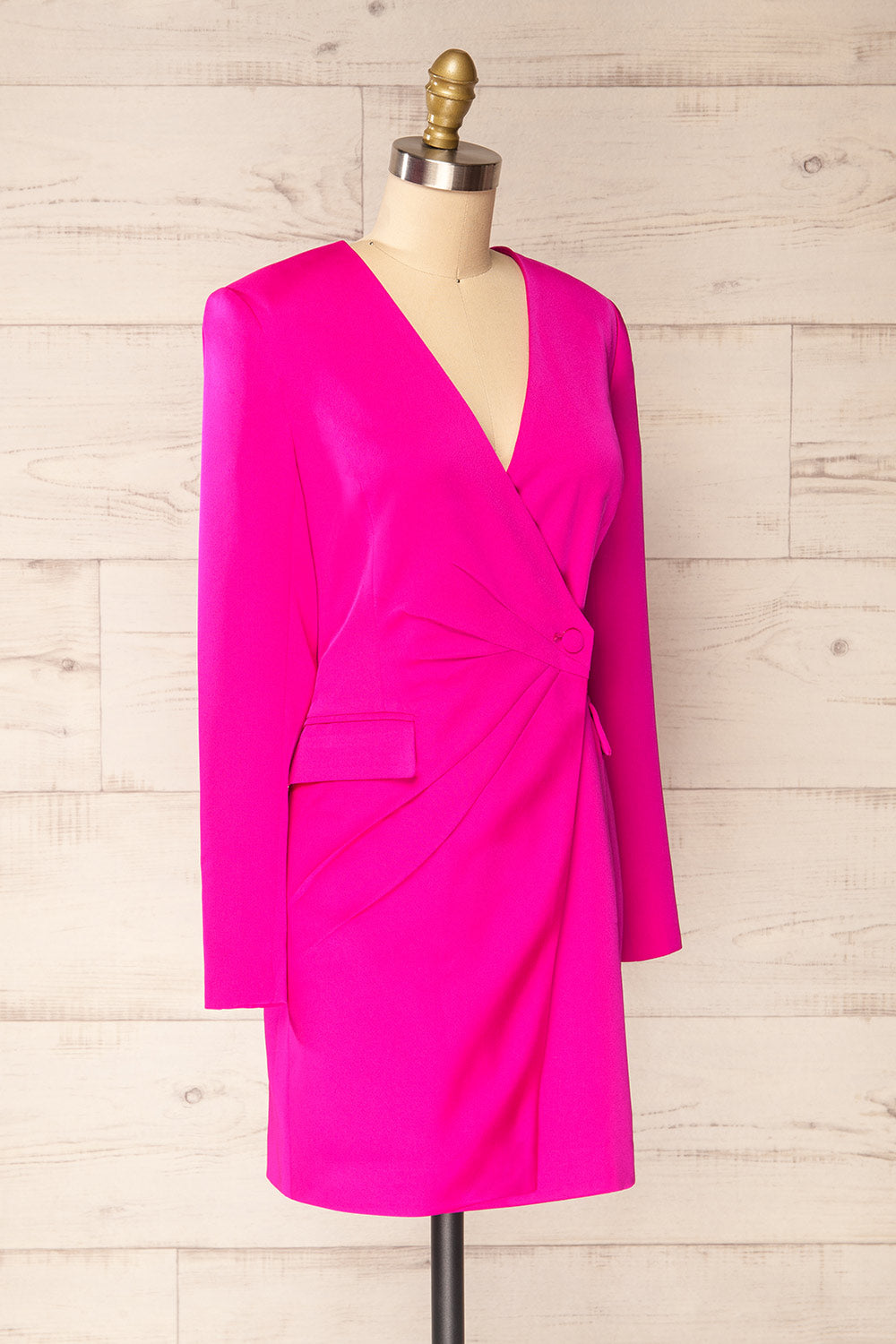 Savila Fuchsia Asymmetrical Blazer Dress | La petite garçonne side view