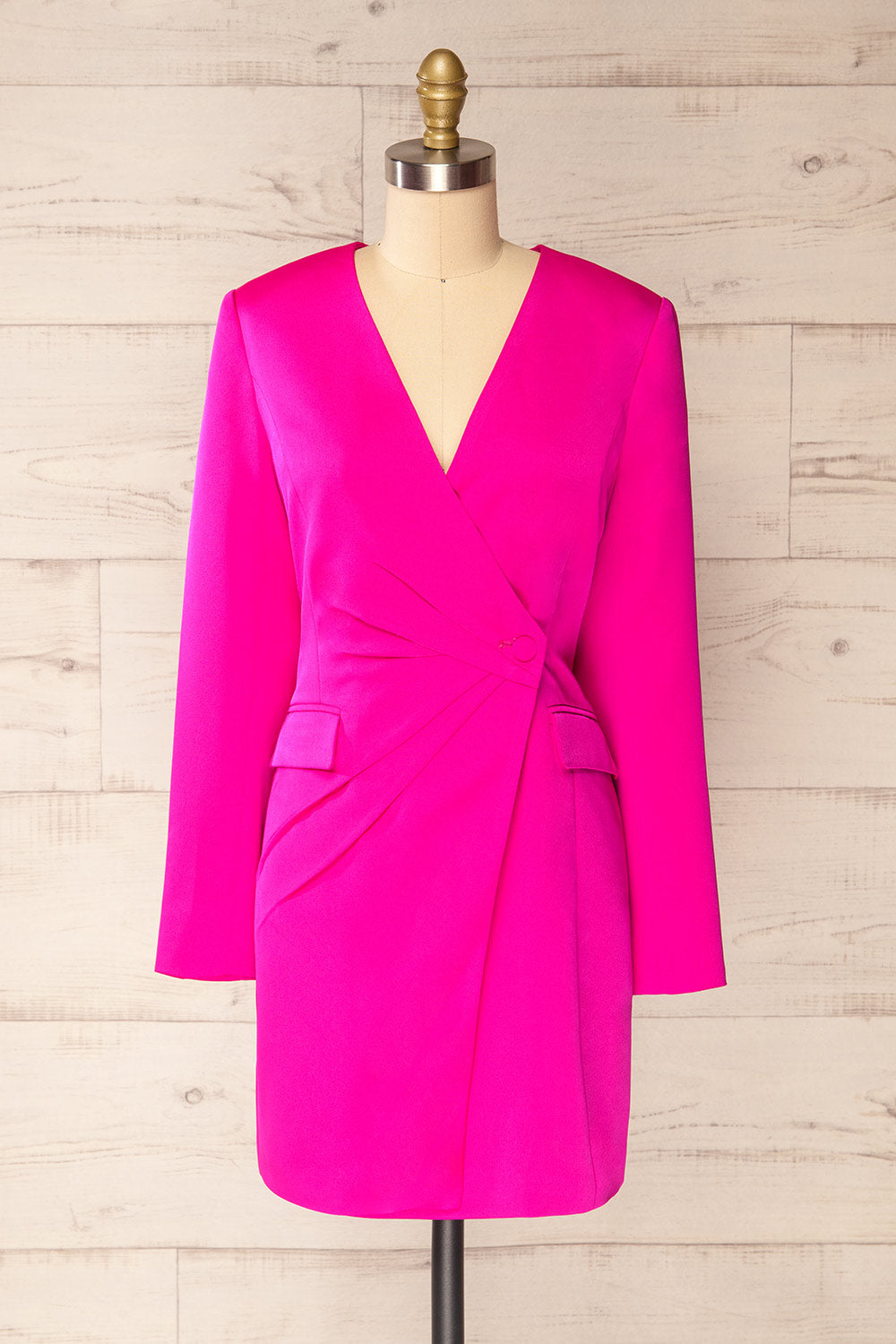 Savila Fuchsia Asymmetrical Blazer Dress | La petite garçonne front view