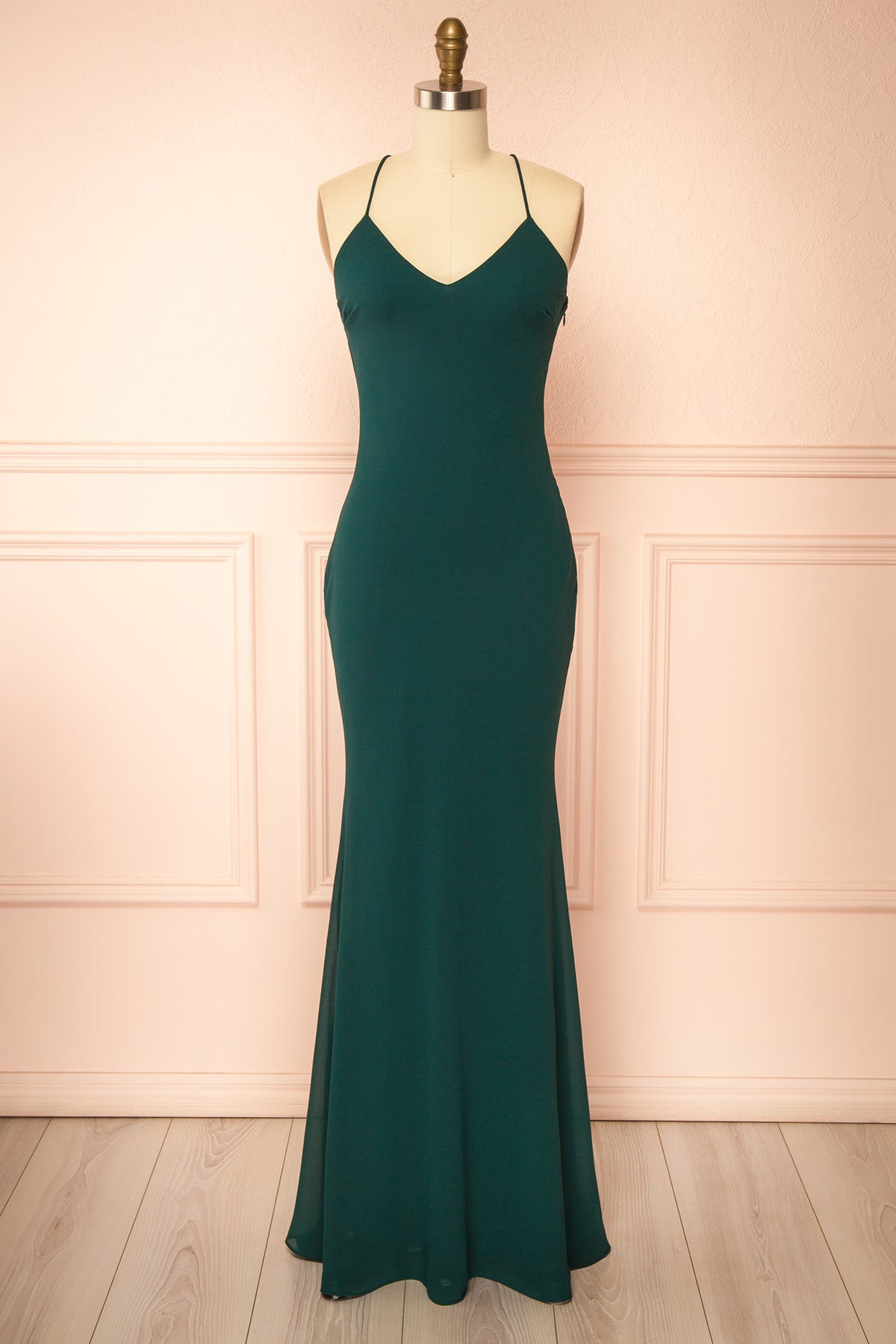 Sawako Green | Maxi Dress with Asymmetrical Cape