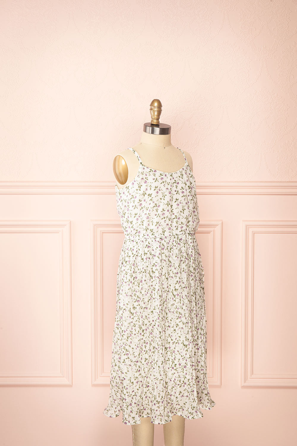 Sawol Mini Floral Midi Dress w/ Pleated Skirt | Boutique 1861 side view