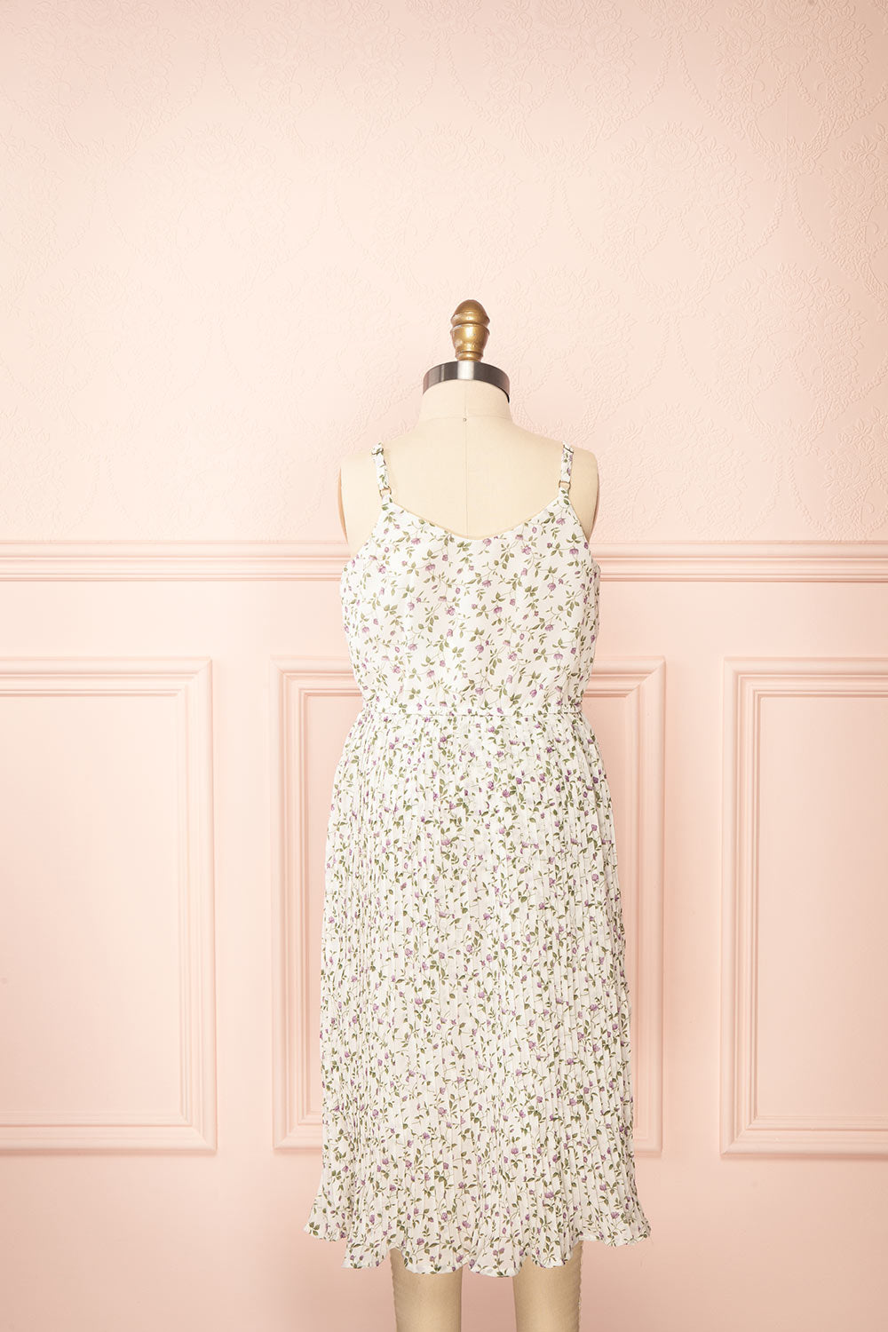 Sawol Mini Floral Midi Dress w/ Pleated Skirt | Boutique 1861 back view