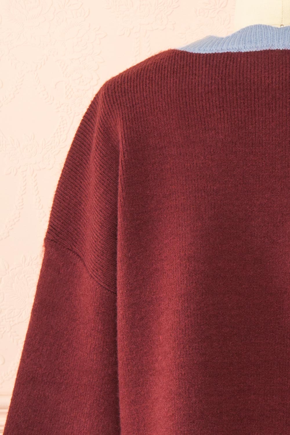 Sayda Burgundy Cropped Cardigan with Scalloped Hem | Boutique 1861 back