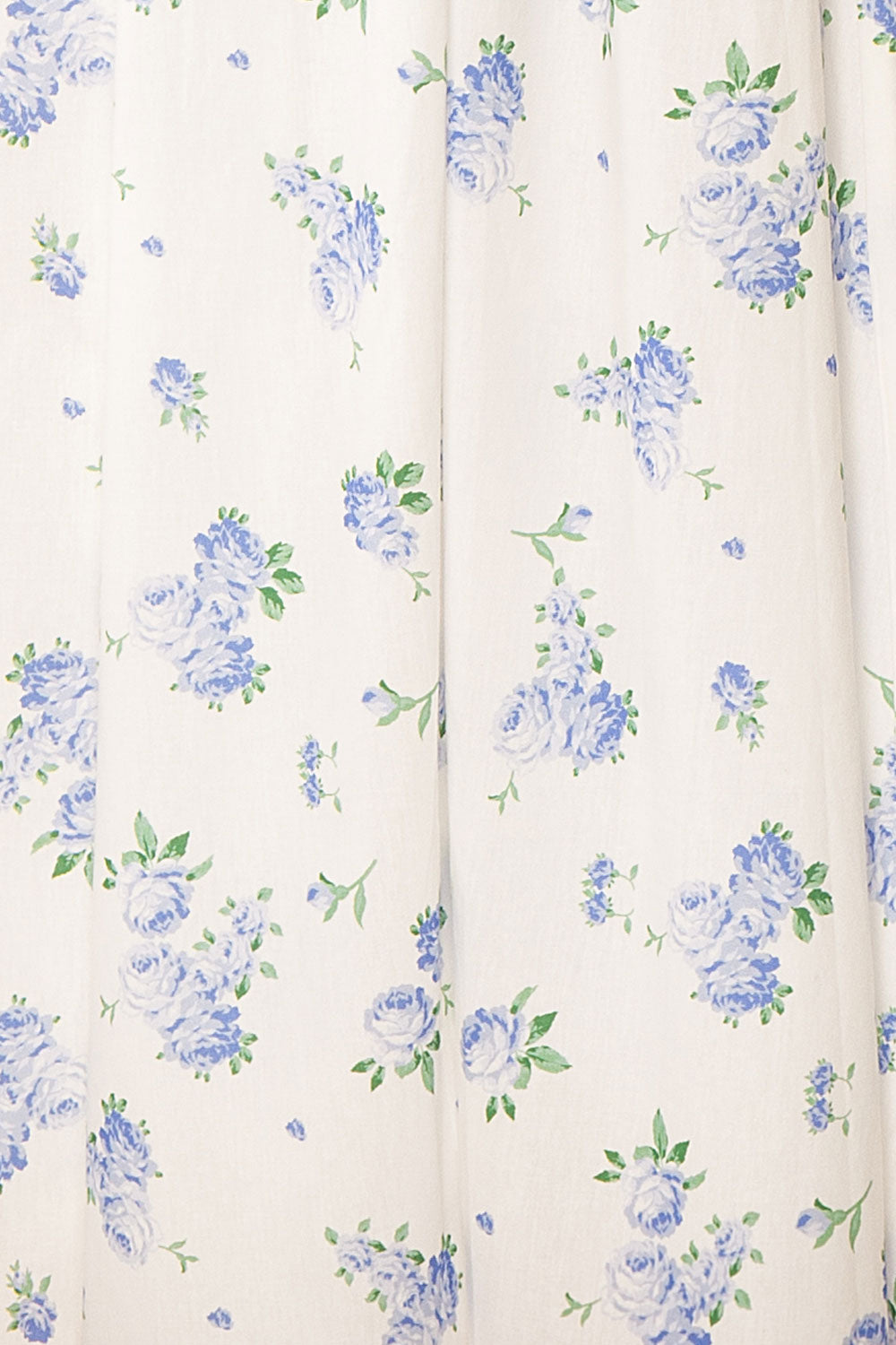 Sayonelle Short White A-line Dress w/ Blue Floral Motif | Boutique 1861 fabric