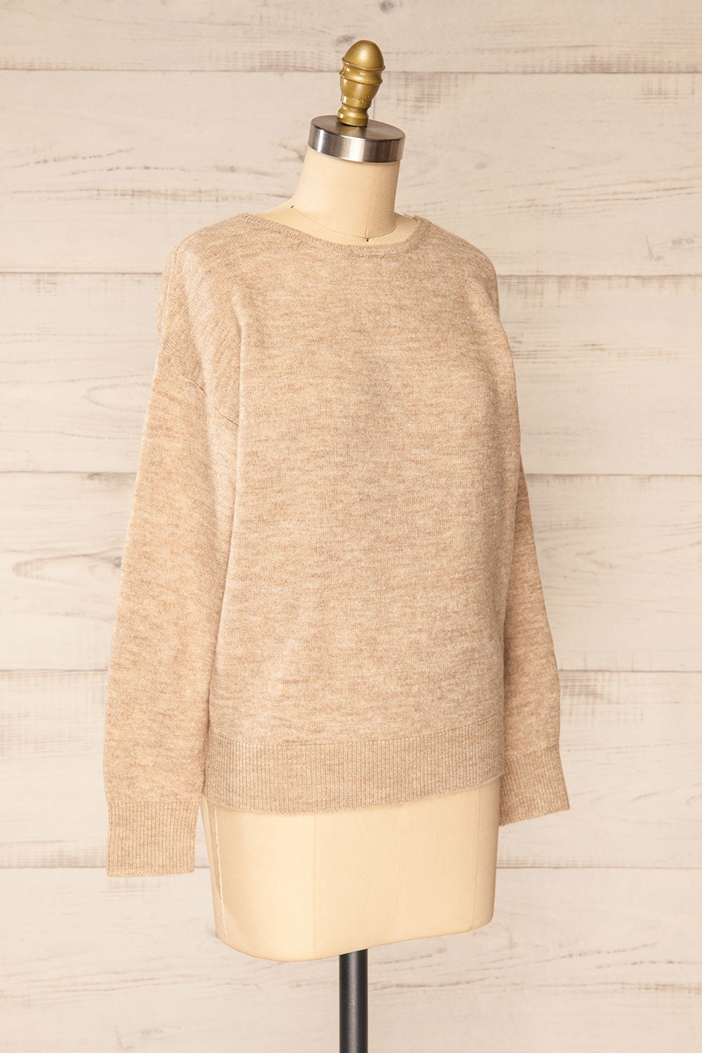 Scopello Beige Soft Knit Sweater w/ Open Back | La petite garçonne side view
