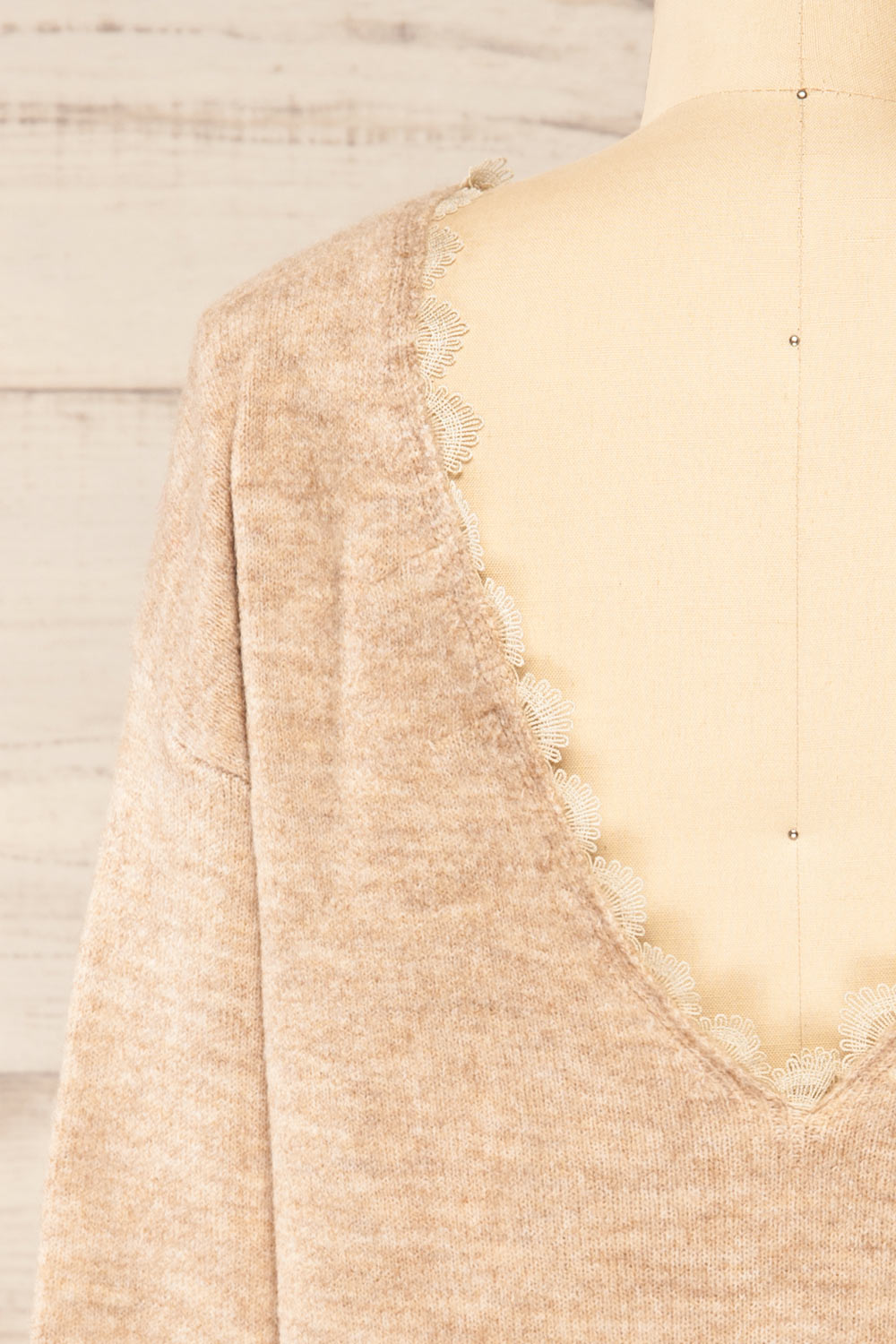 Scopello Beige Soft Knit Sweater w/ Open Back | La petite garçonne back close-up