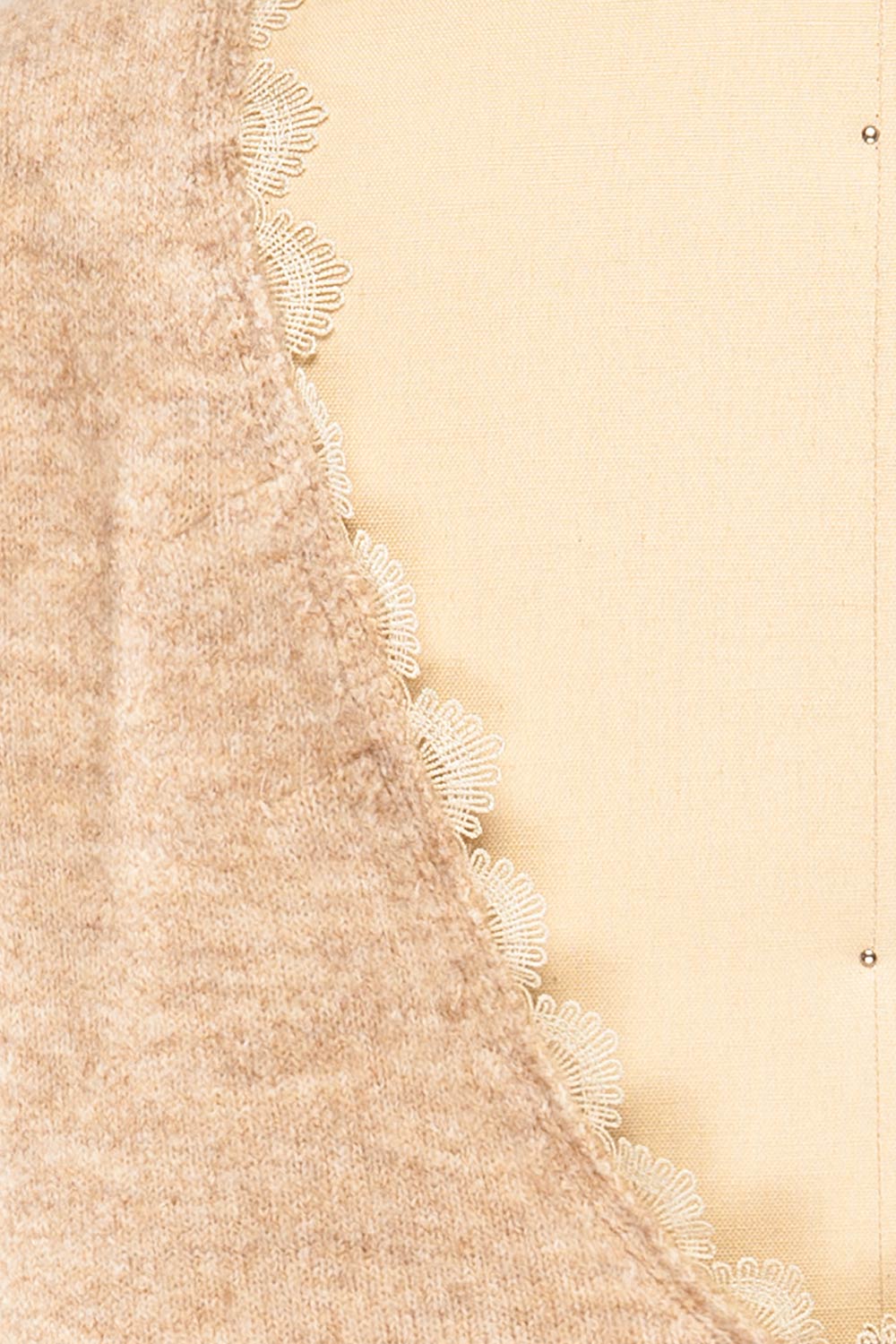 Scopello Beige Soft Knit Sweater w/ Open Back | La petite garçonne fabric