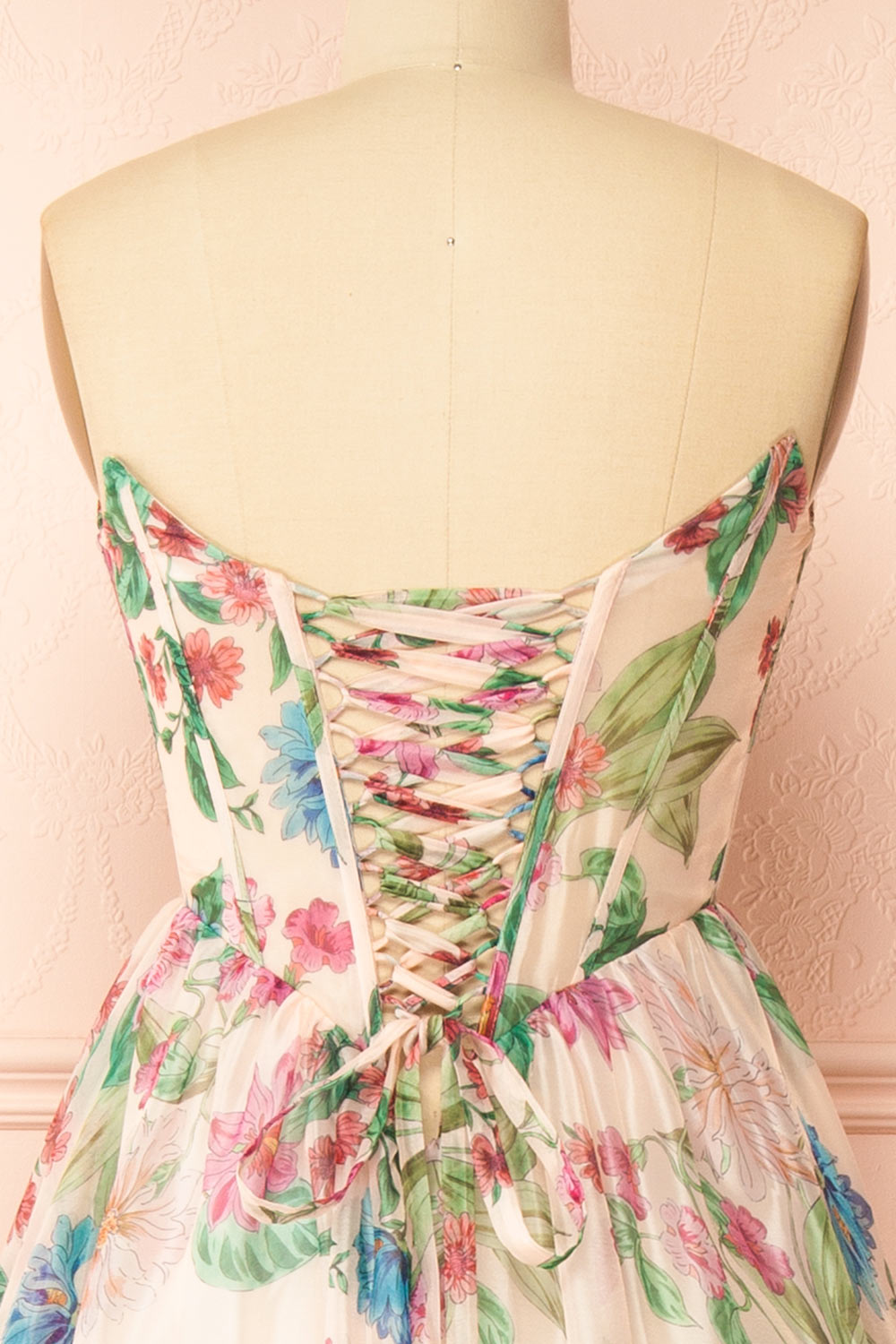 Scottie | Robe Corset Maxi Fleurie avec Bustier Drapé