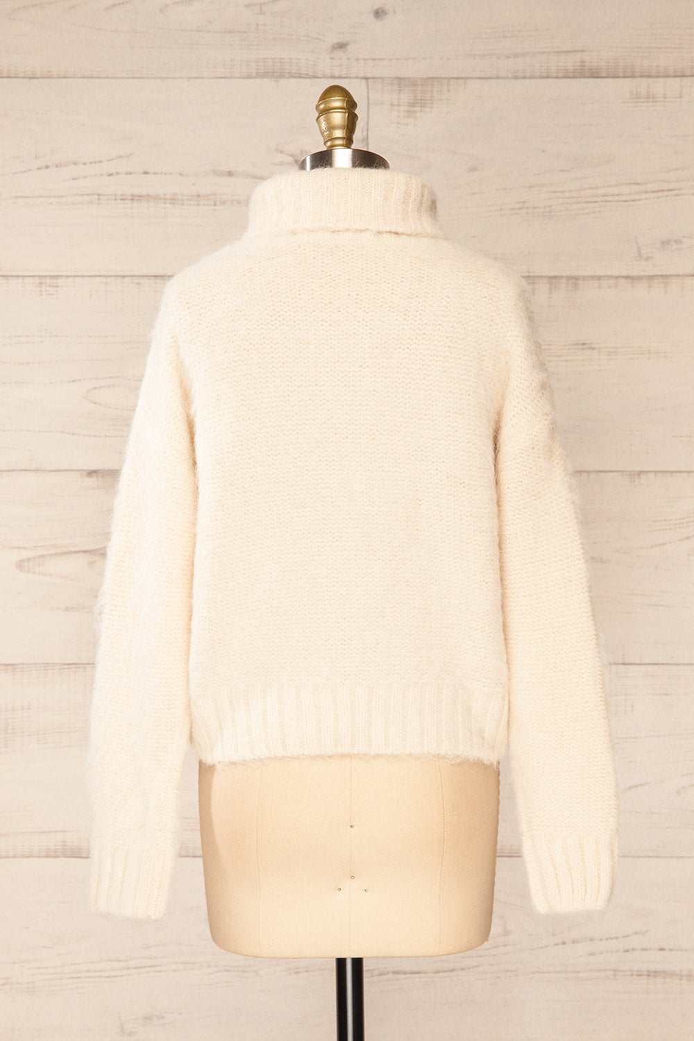 Seattle Ivory Fuzzy Knit Turtleneck Sweater | La petite garçonne back view