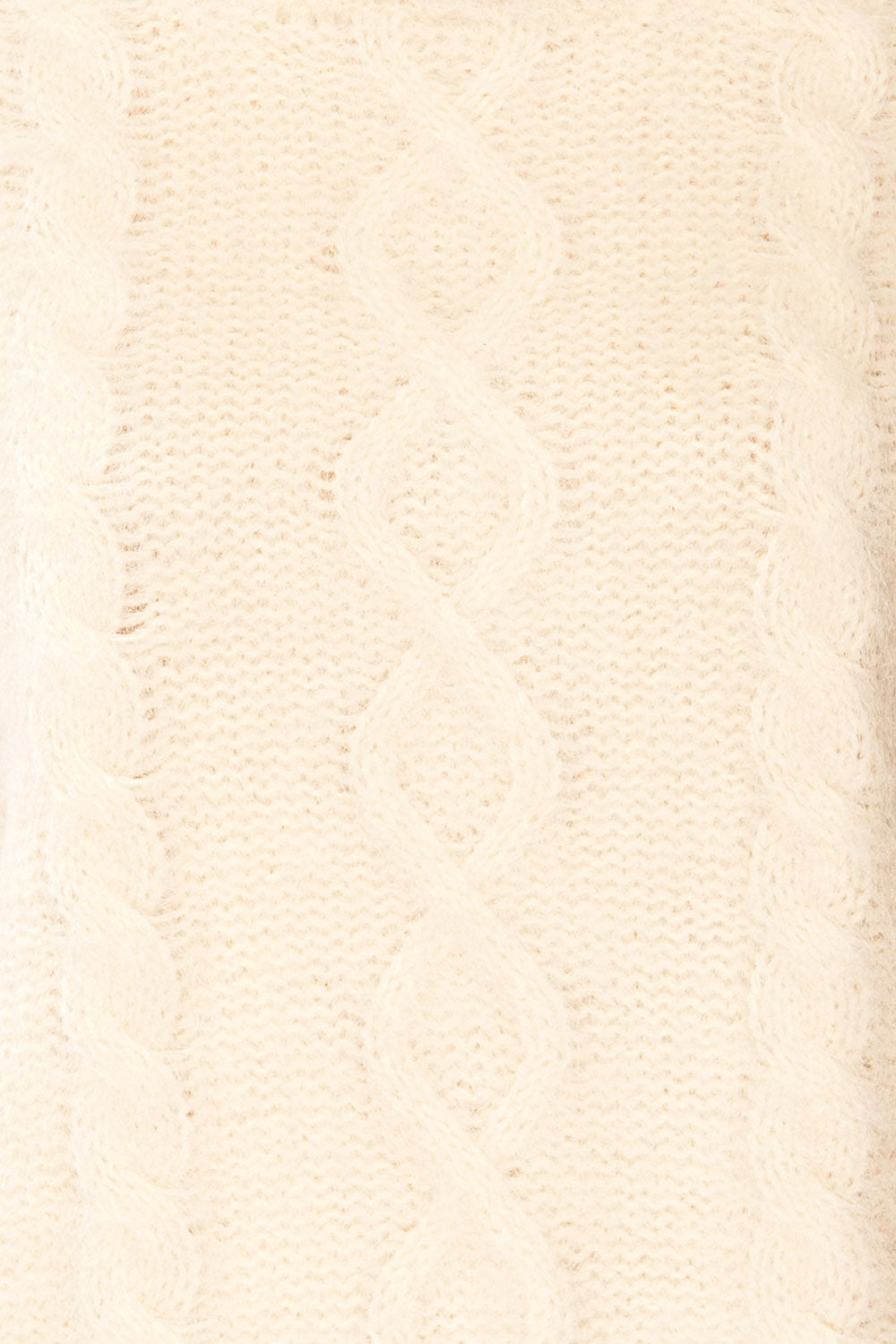 Seattle Ivory Fuzzy Knit Turtleneck Sweater | La petite garçonne fabric