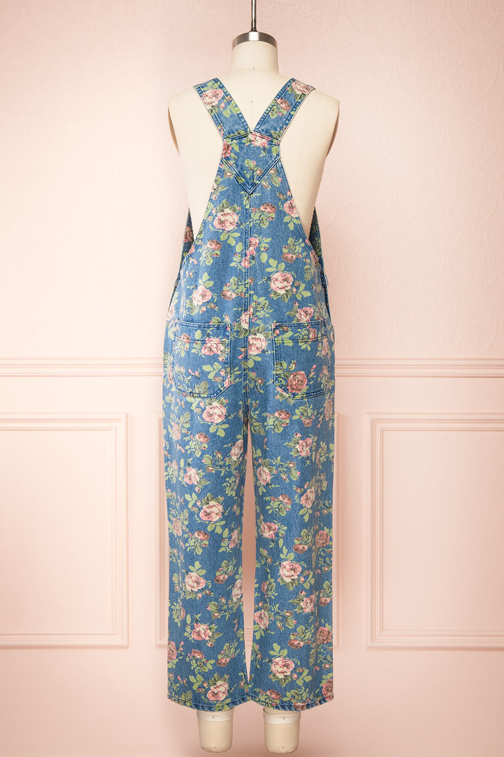 Seba Rose Pattern Denim Overalls | Boutique 1861 back view