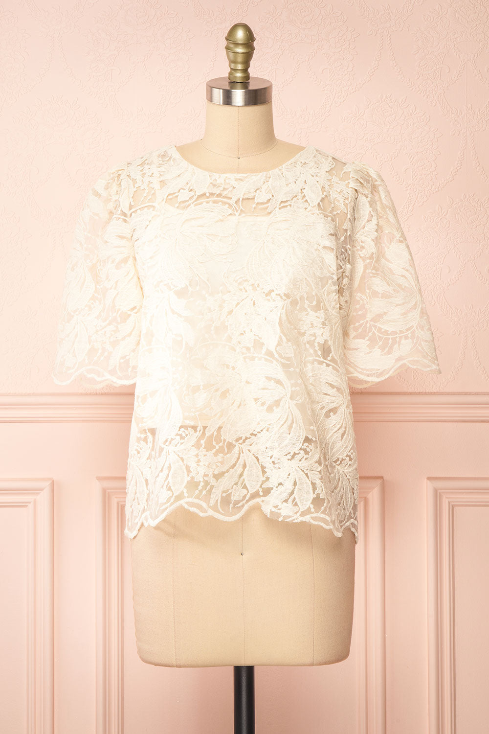 Selah Beige Lace Top | Boutique 1861 fornt view