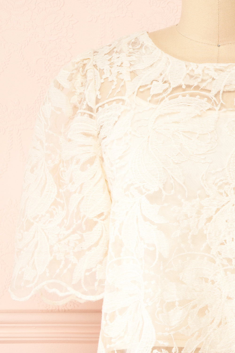 Selah Beige Lace Top | Boutique 1861 front close-up