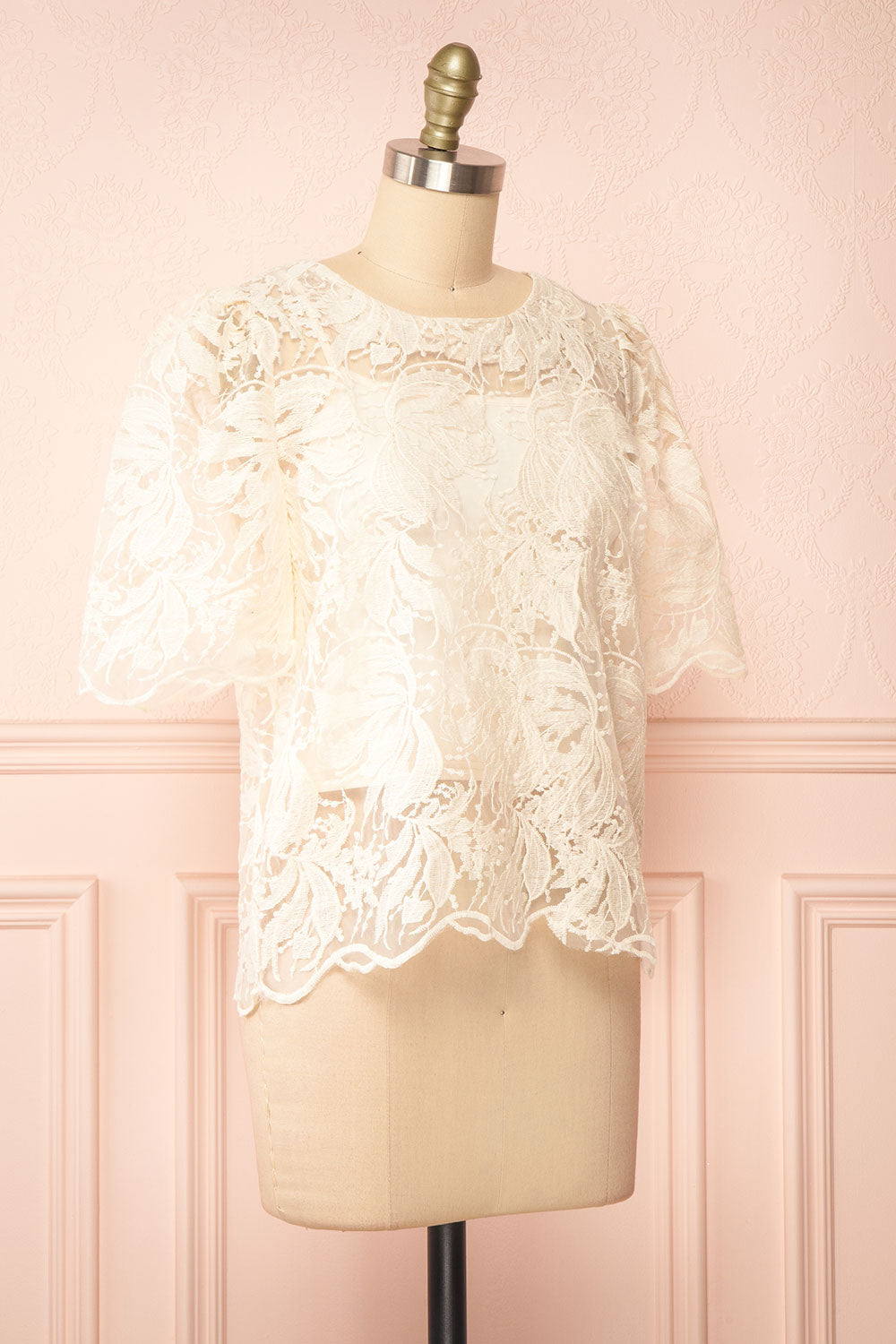 Selah Beige Lace Top | Boutique 1861 side view