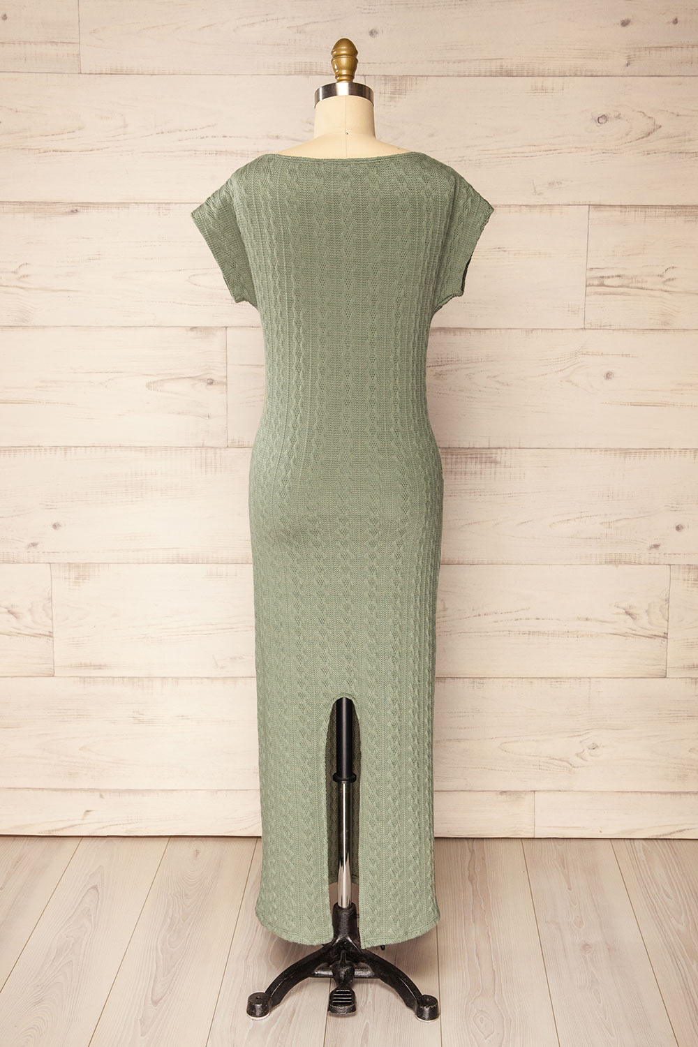 Selana Sage Knit Maxi Dress w/ Back Slit | La petite garçonne back view