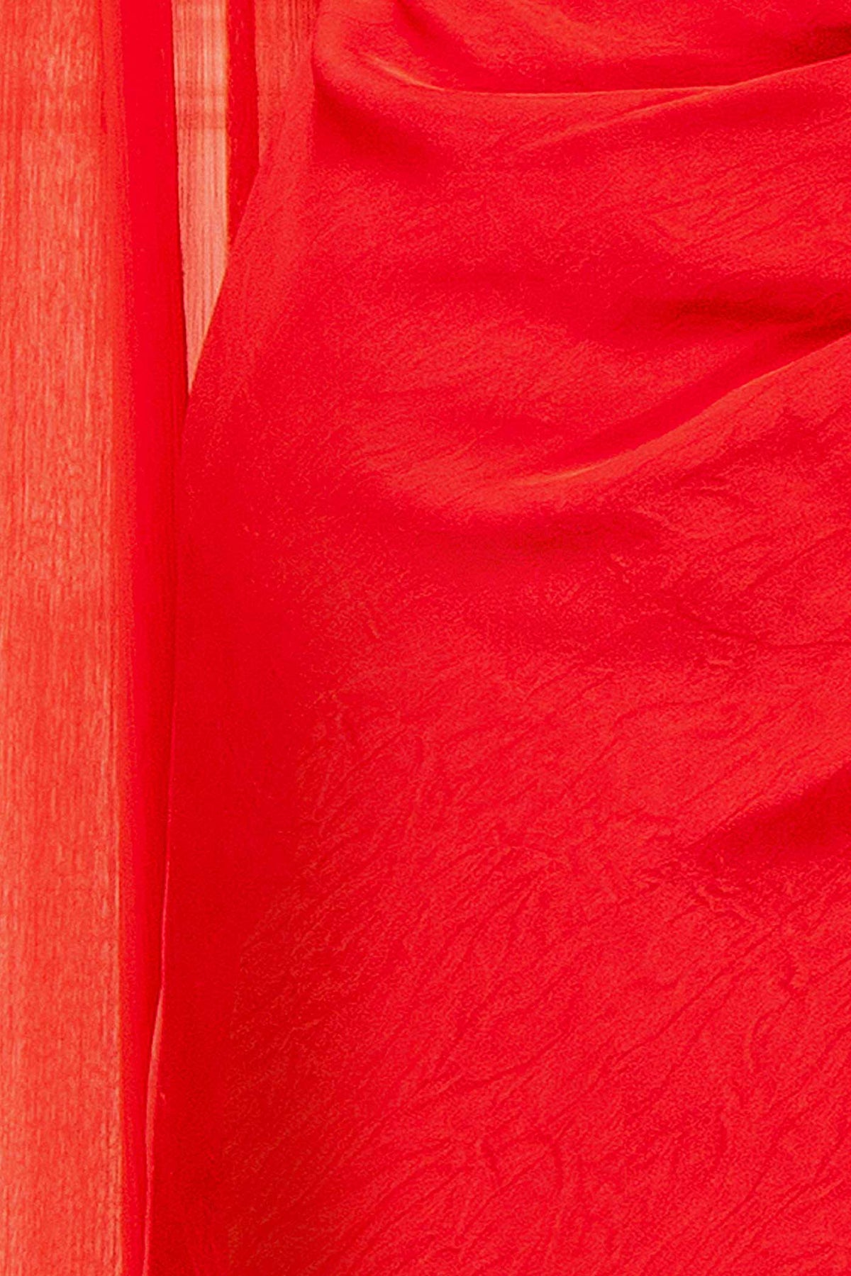 fabric view of Seleana Red Satin Midi Slip Dress at Boutique 1861