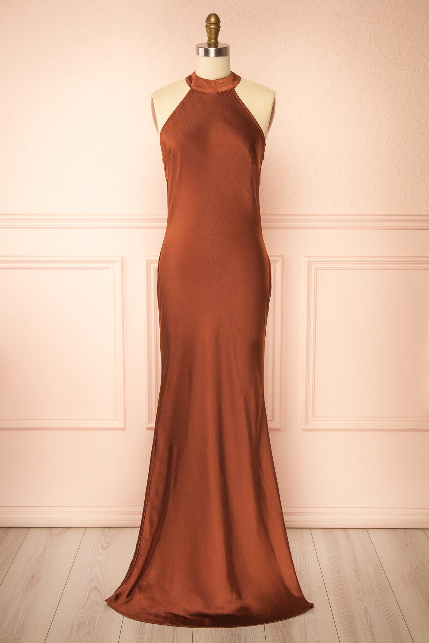Selia Rouille | Robe Maxi en Satin à Dos Ouvert