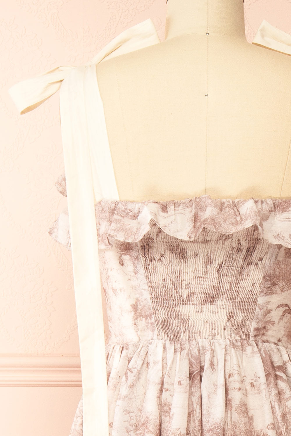 Seloua Long Dress with Brown Vintage Print | Boutique 1861 back