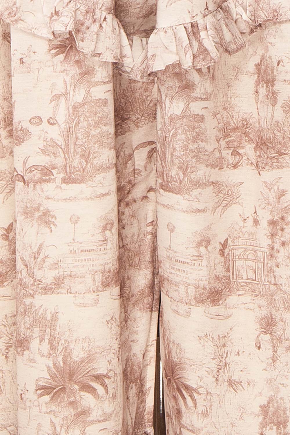 Seloua Long Dress with Brown Vintage Print | Boutique 1861 fabric