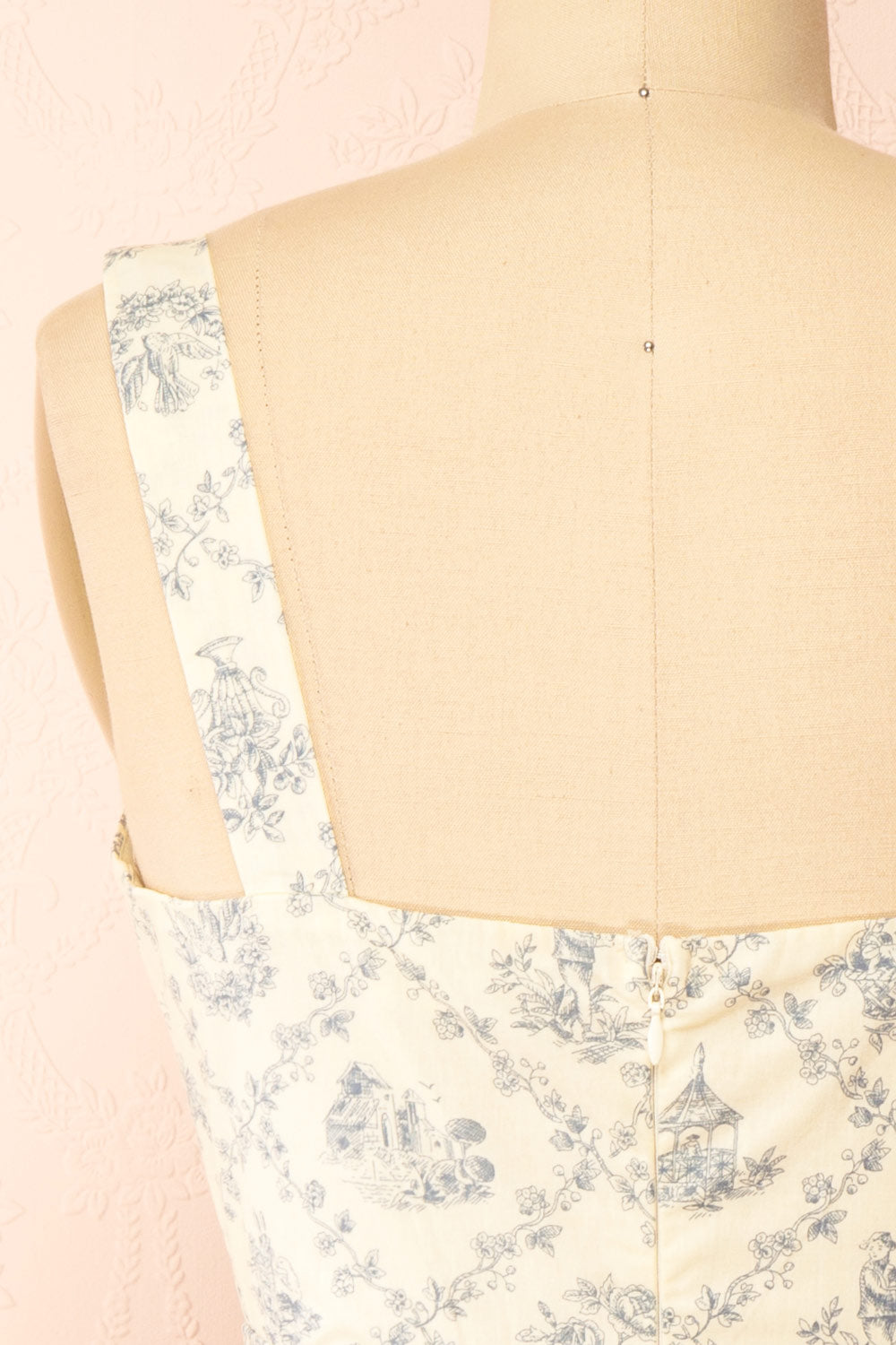 Selvina Short Beige Dress w/ Vintage Motif | Boutique 1861 back