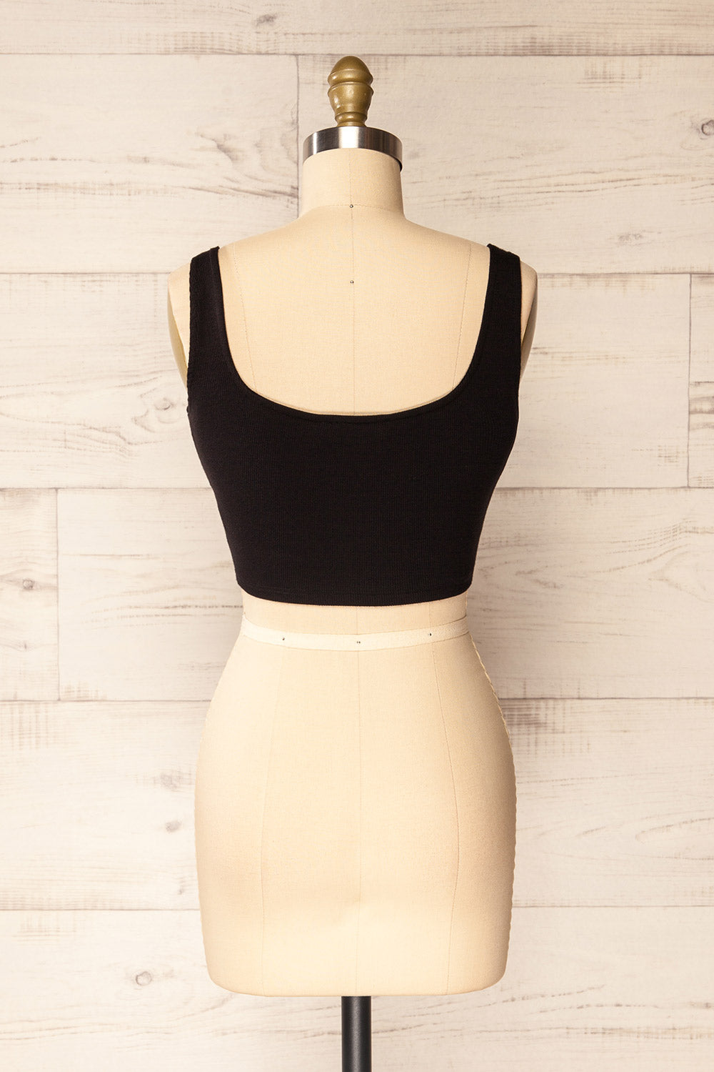 Seoul Black Cropped Ribbed Cami Top | La petite garçonne back view