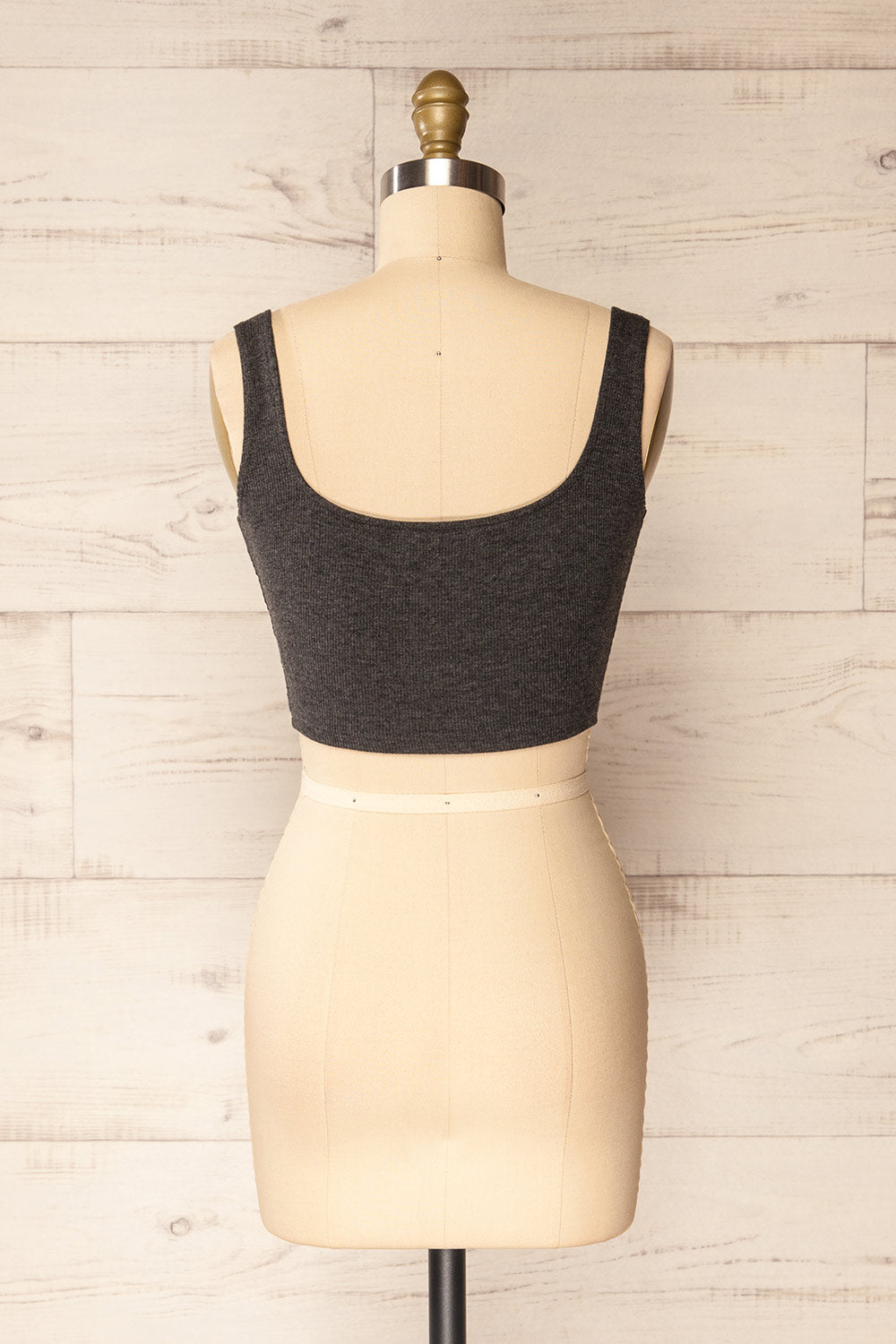 Seoul Charcoal Cropped Ribbed Cami Top | La petite garçonne back view