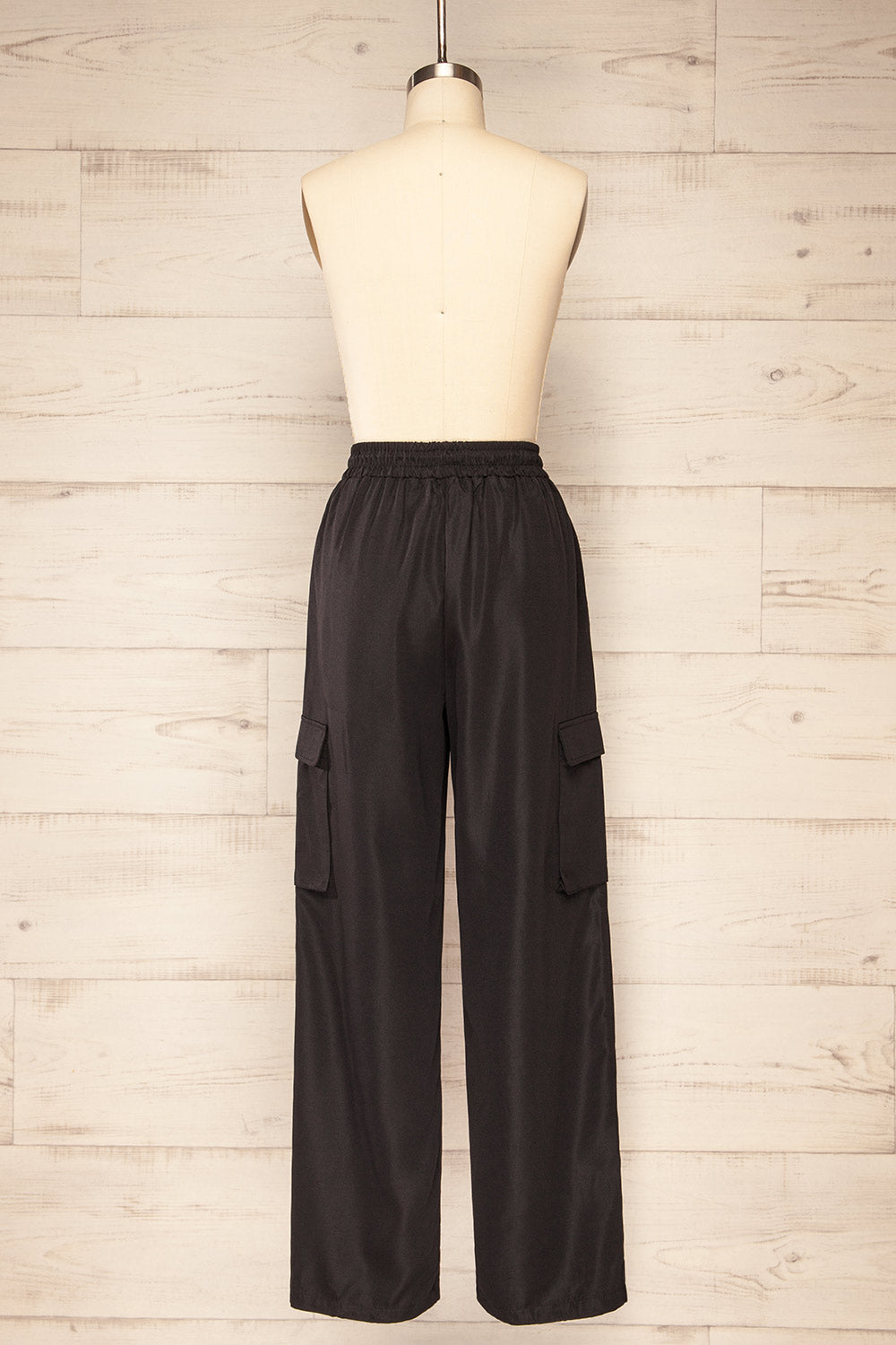 Sergiev Black Lightweight Cargo Pants | La petite garçonne back view