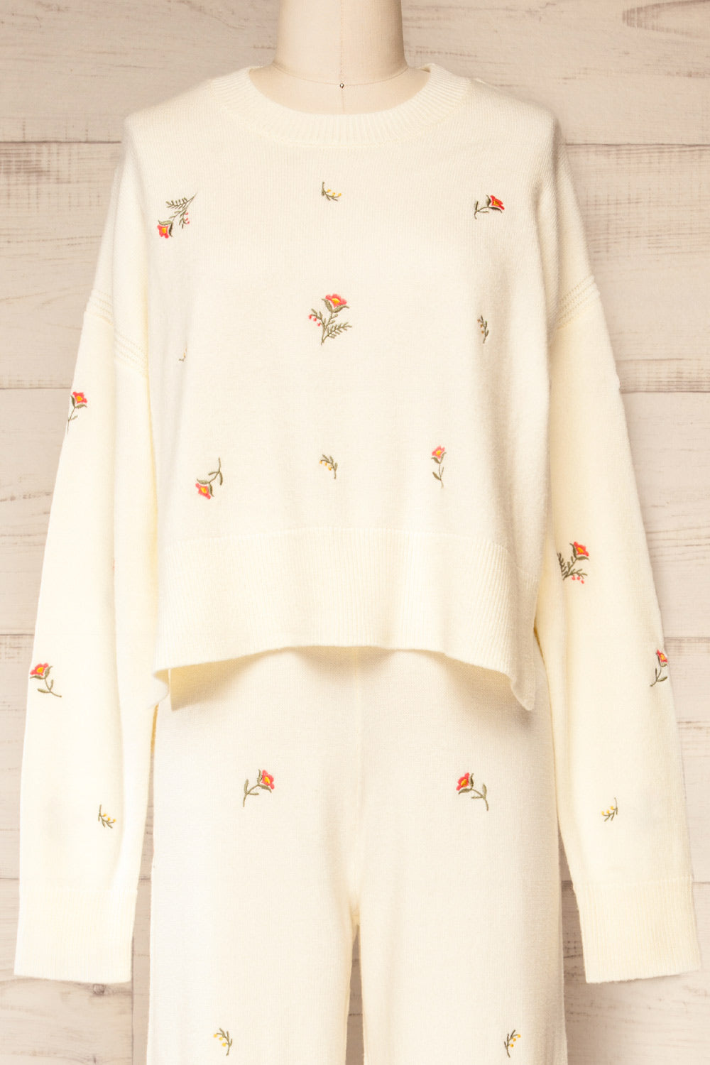 Set Aigio Floral Ivory Loungewear Set | La petite garçonne top