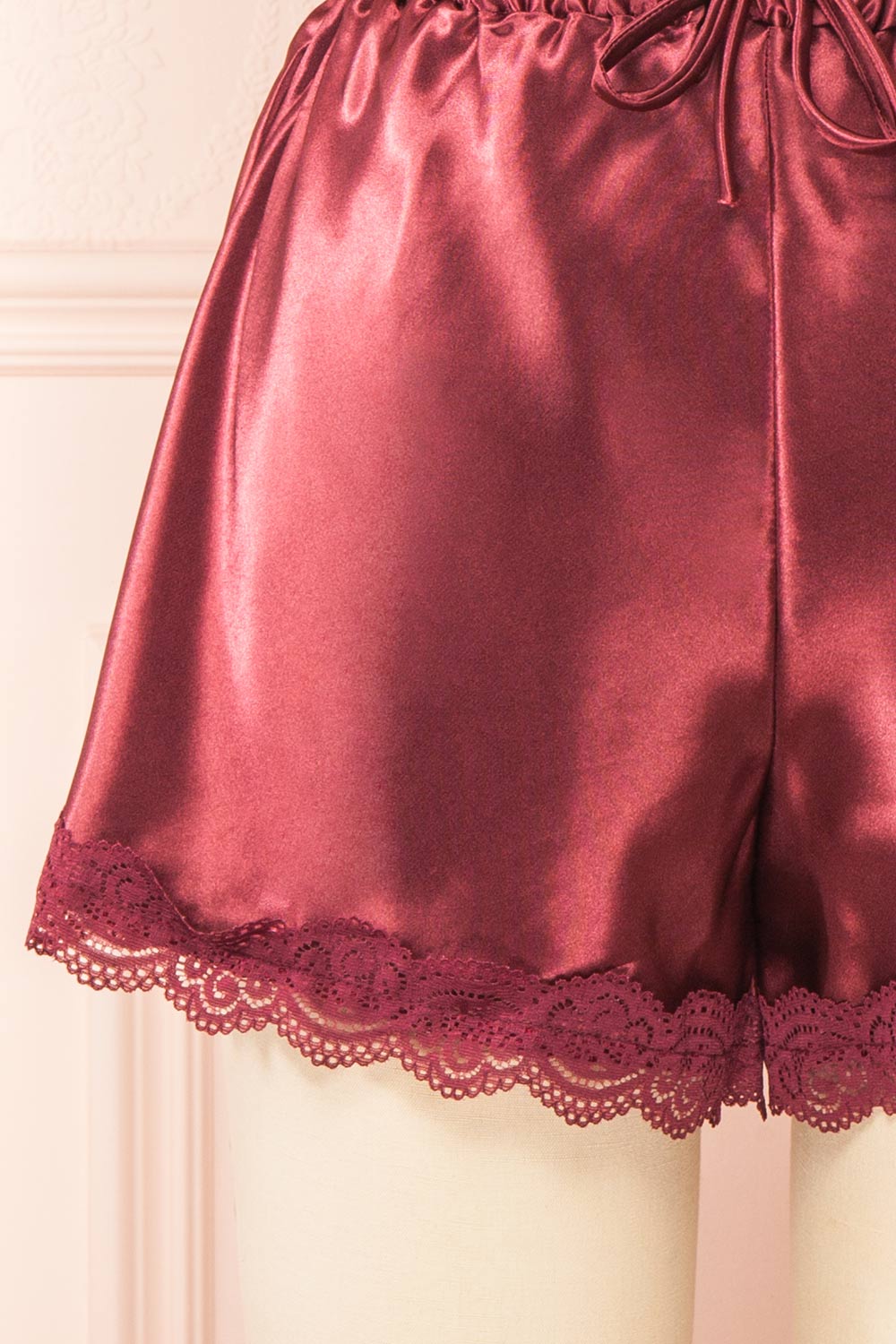 Set Cassiana Burugndy Satin Pyjama Set | Boutique 1861 bottom