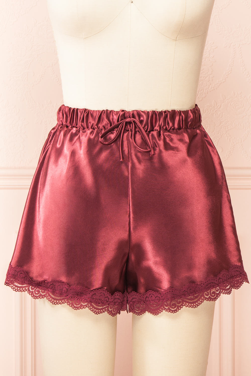 Set Cassiana Burugndy Satin Pyjama Set | Boutique 1861 short