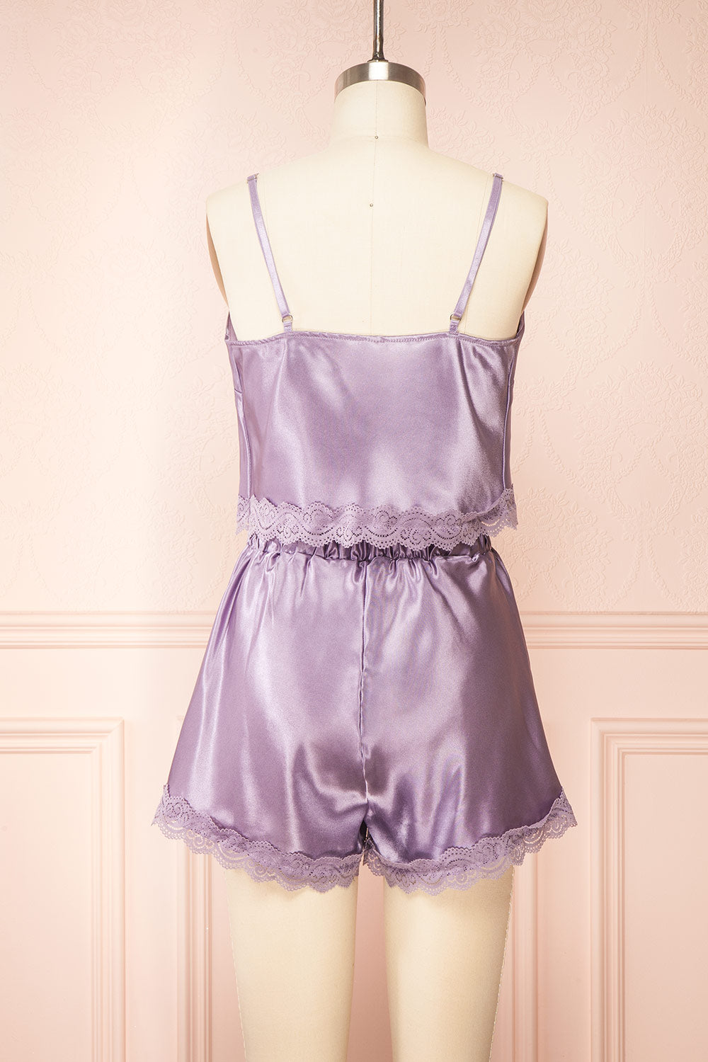 Set Cassiana Lilac Satin Pyjama Set | Boutique 1861 back view
