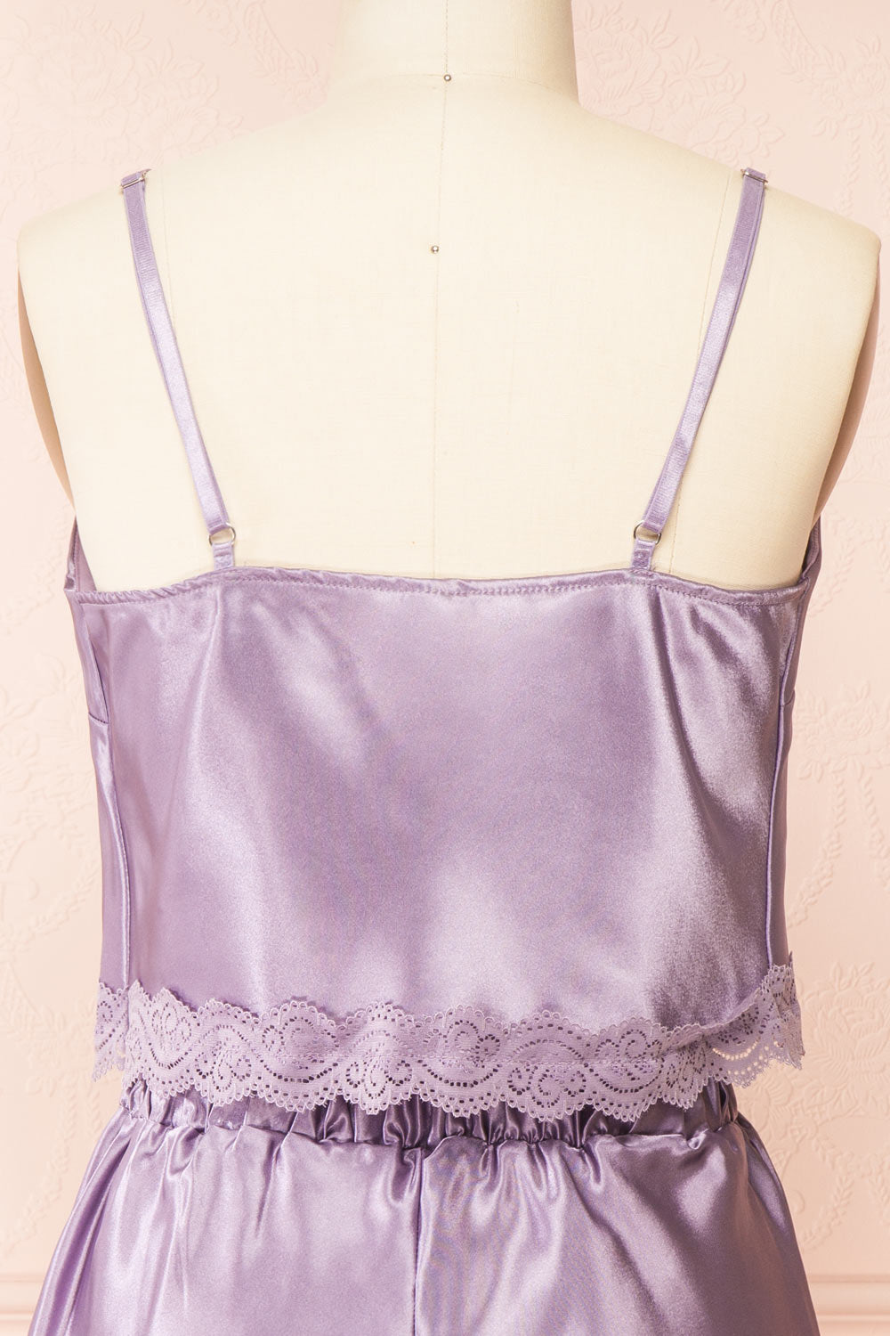 Set Cassiana Lilac Satin Pyjama Set | Boutique 1861 back