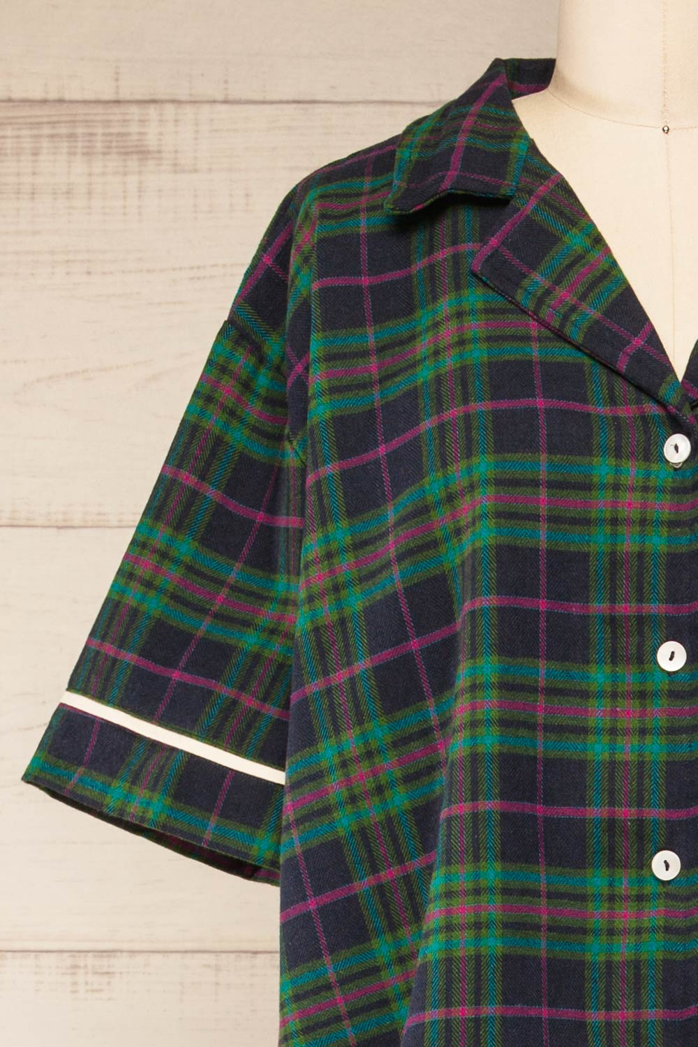 Set Lyla Green Plaid Pyjama Set | La petite garçonne top front