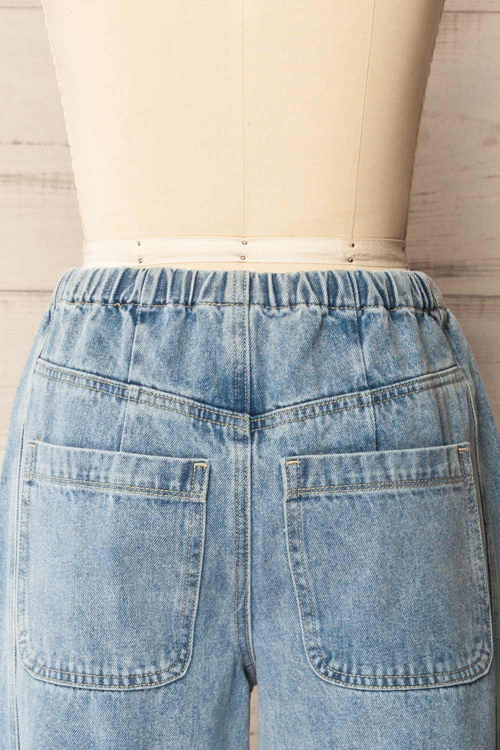 Seymour Washed Blue Barrel-Leg Jeans | La petite garçonne back