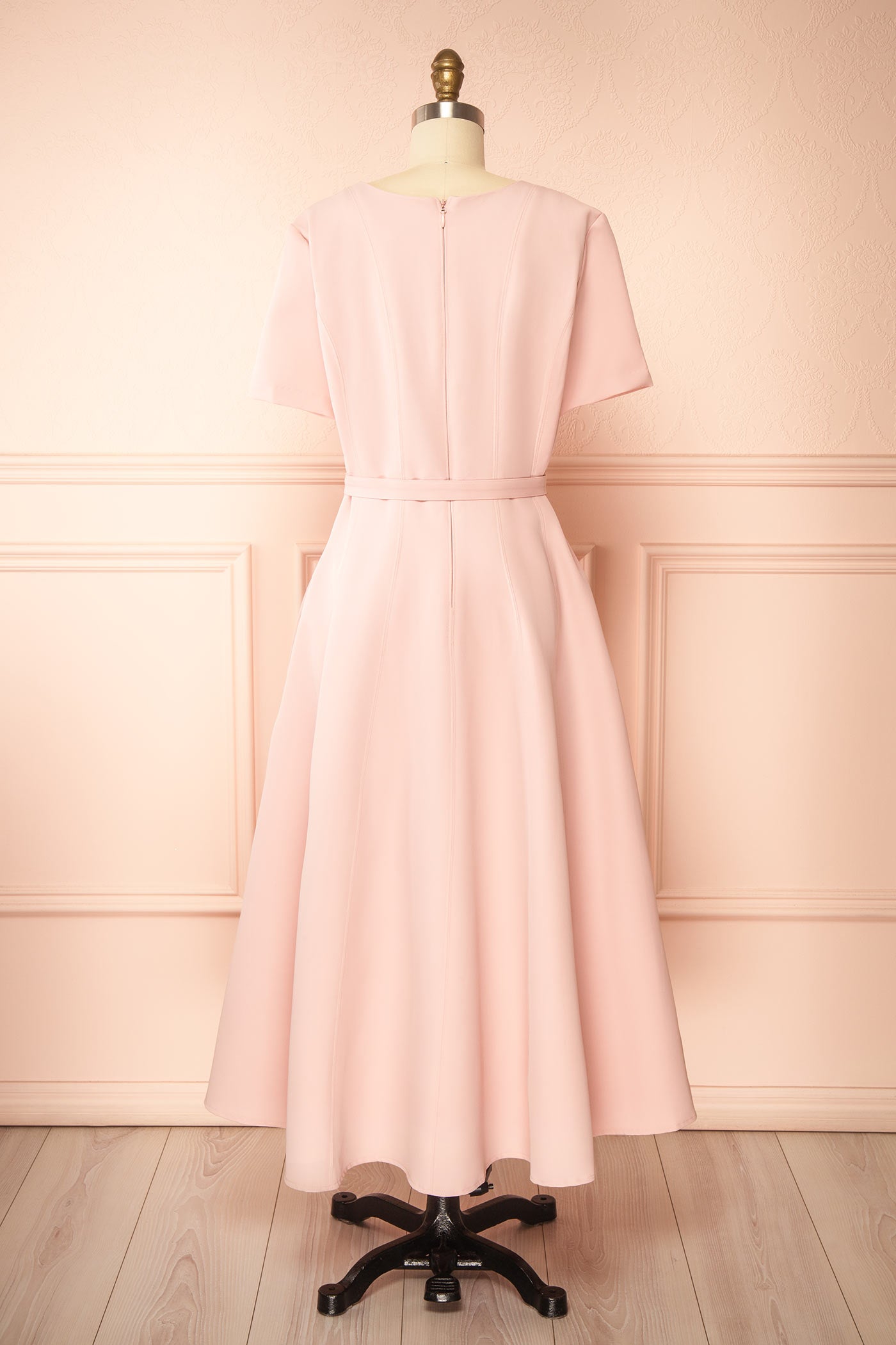 Seynabou Pink Midi Dress with Belt and Pockets | Boutique 1861 back