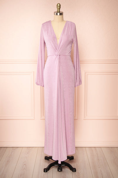 Shaina Knot Front Lilac Maxi Dress | Boutique 1861 front view