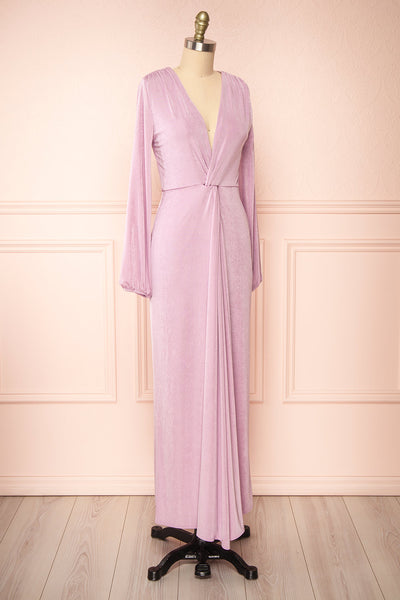 Shaina Knot Front Lilac Maxi Dress | Boutique 1861 side view