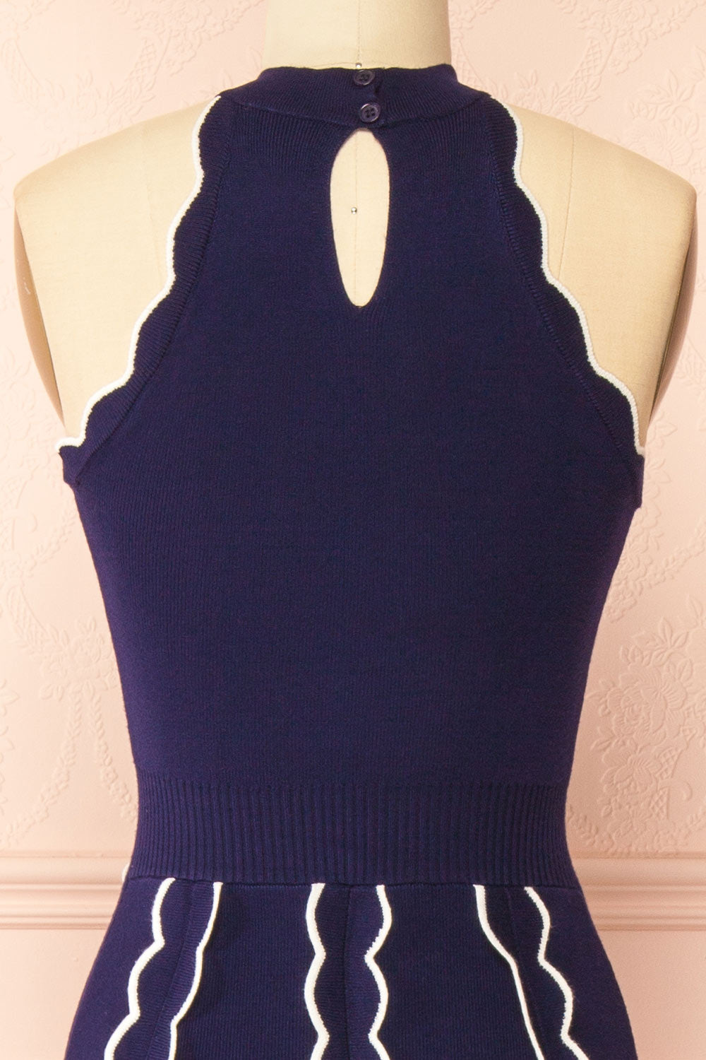 Sharleen Navy Knit Sleeveless Midi Dress | Boutique 1861 back